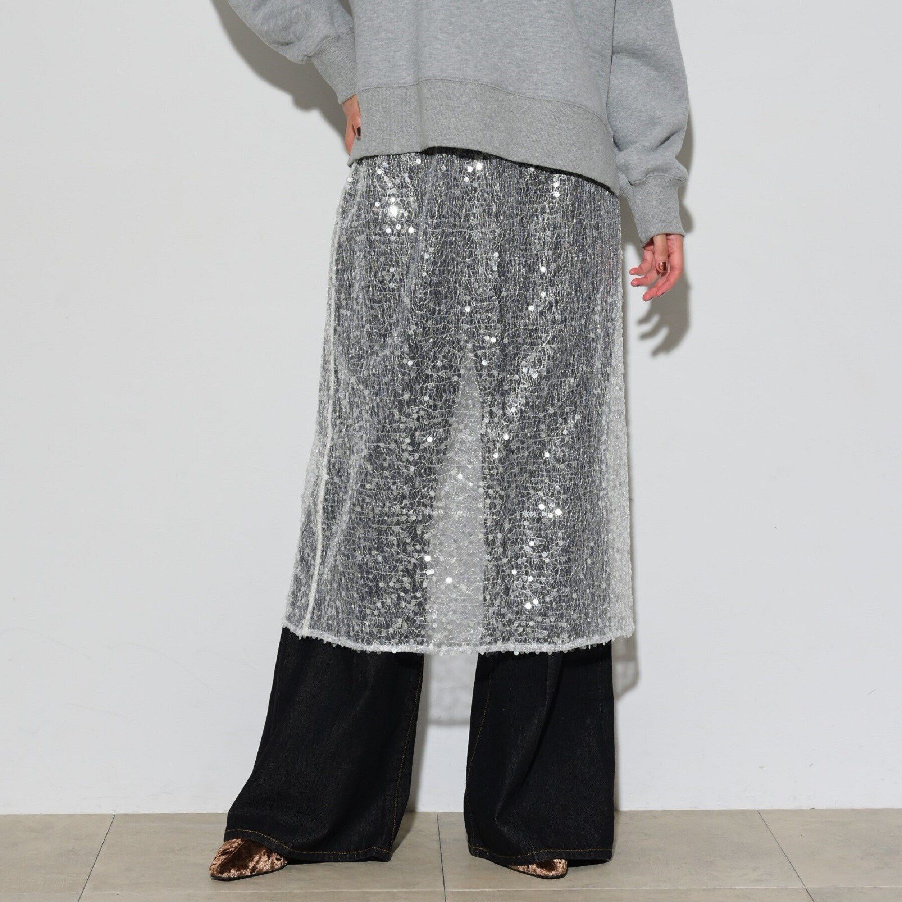 GALLEST「スパンコールレイヤードスカート」|スカート|