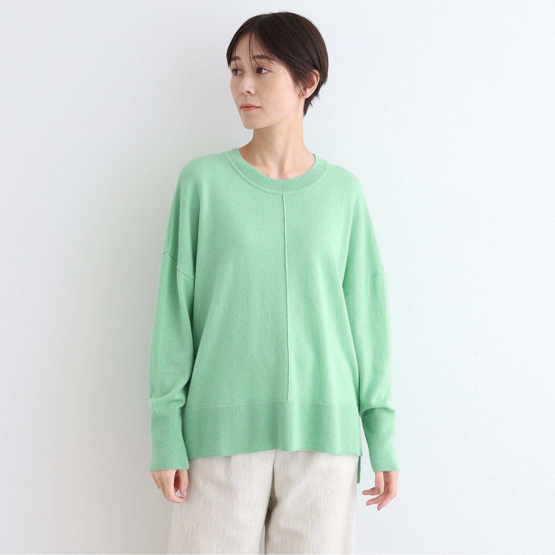 INDIVI「【カシミヤ混／洗える／リラックス】ワイドシルエットニット」|ニット・セーター|