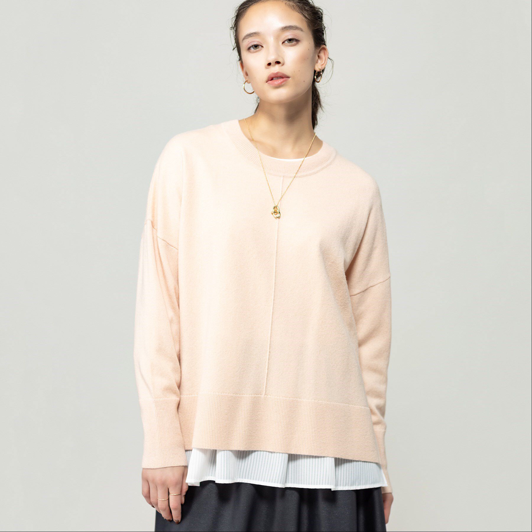 INDIVI「【カシミヤ混／洗える／リラックス】ワイドシルエットニット」|ニット・セーター|