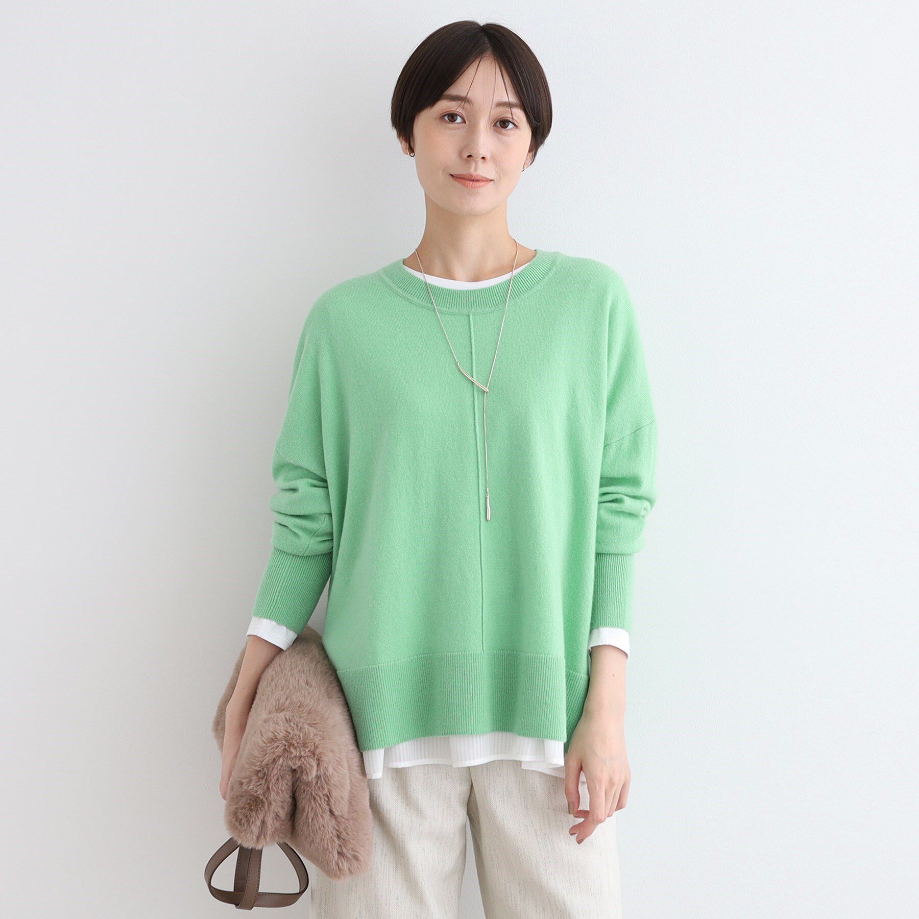 INDIVI「【カシミヤ混／洗える／リラックス】ワイドシルエットニット」|ニット・セーター|