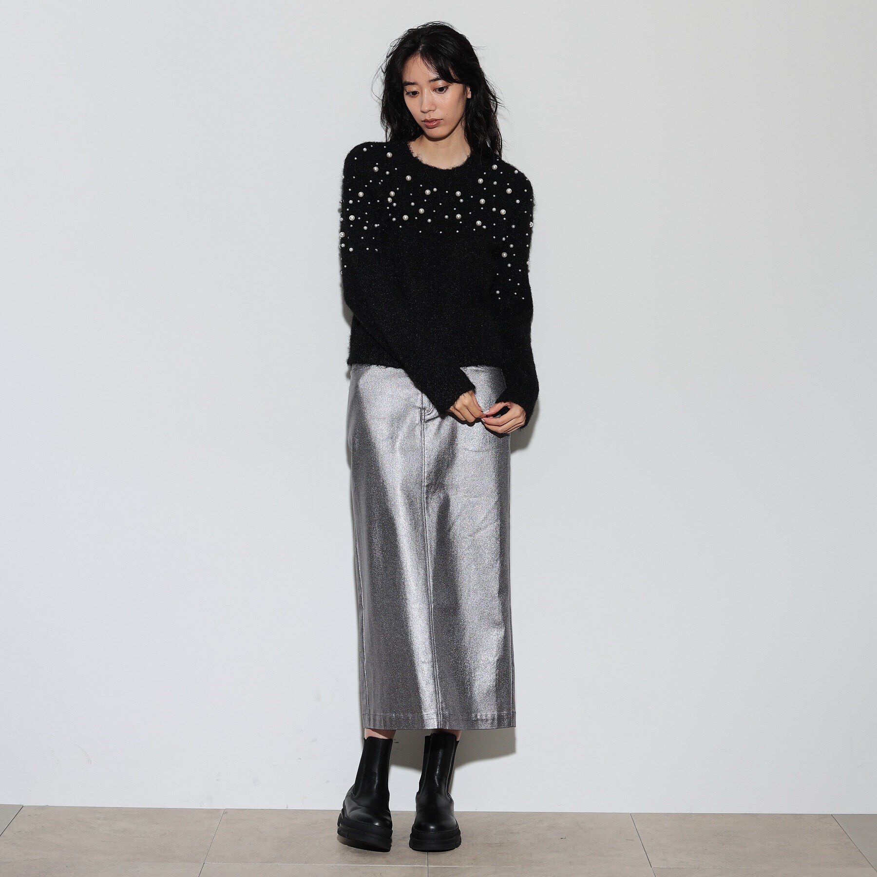 GALLEST「クルーネックパール調ニット」|ニット・セーター|