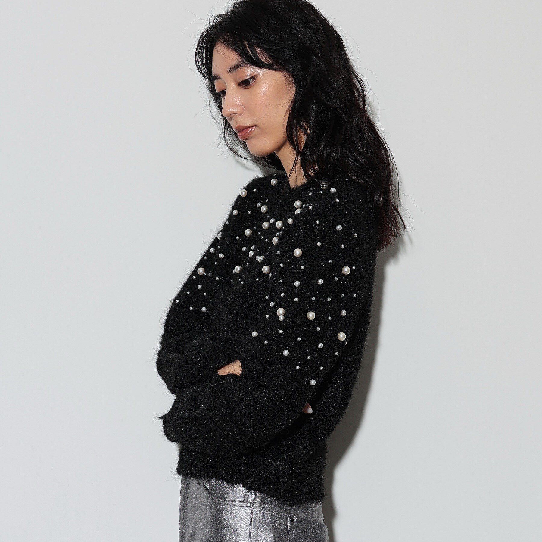 GALLEST「クルーネックパール調ニット」|ニット・セーター|