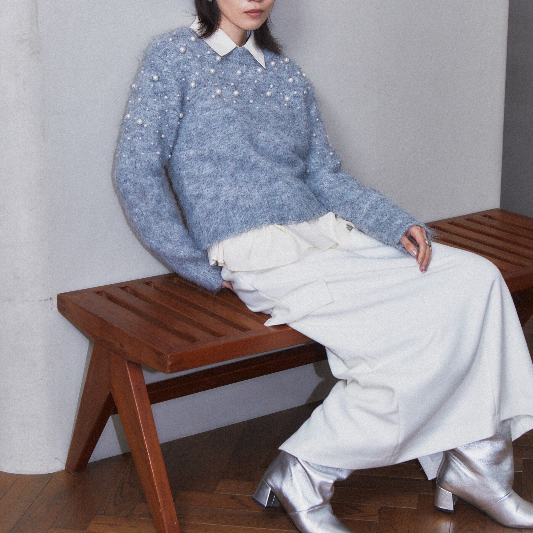 GALLEST「クルーネックパール調ニット」|ニット・セーター|