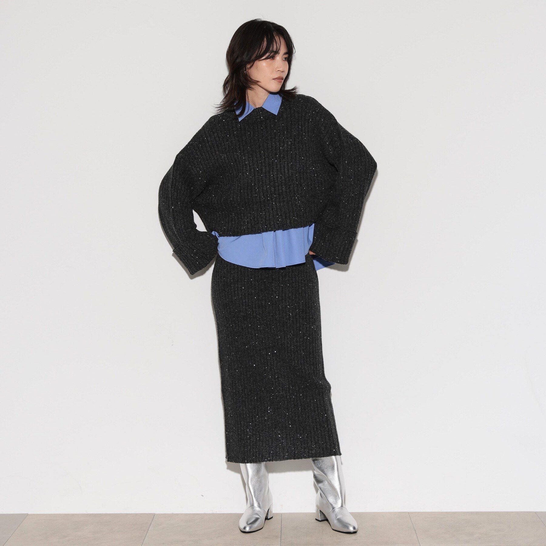 GALLEST「スパンコール混クルーネックニット」|ニット・セーター|