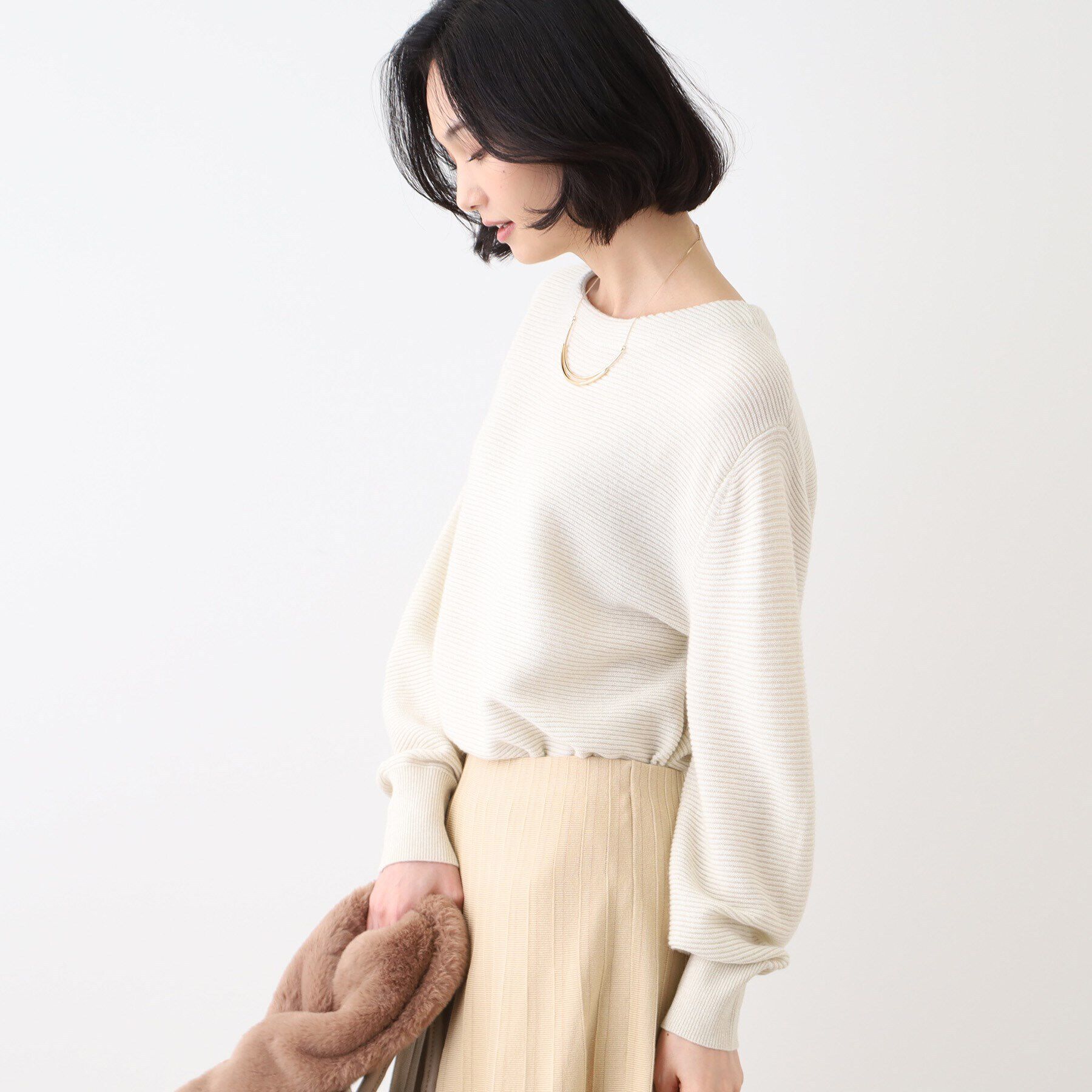 INDIVI「【カシミヤ混／洗える／ラメ】ボートネックニット」|ニット・セーター|