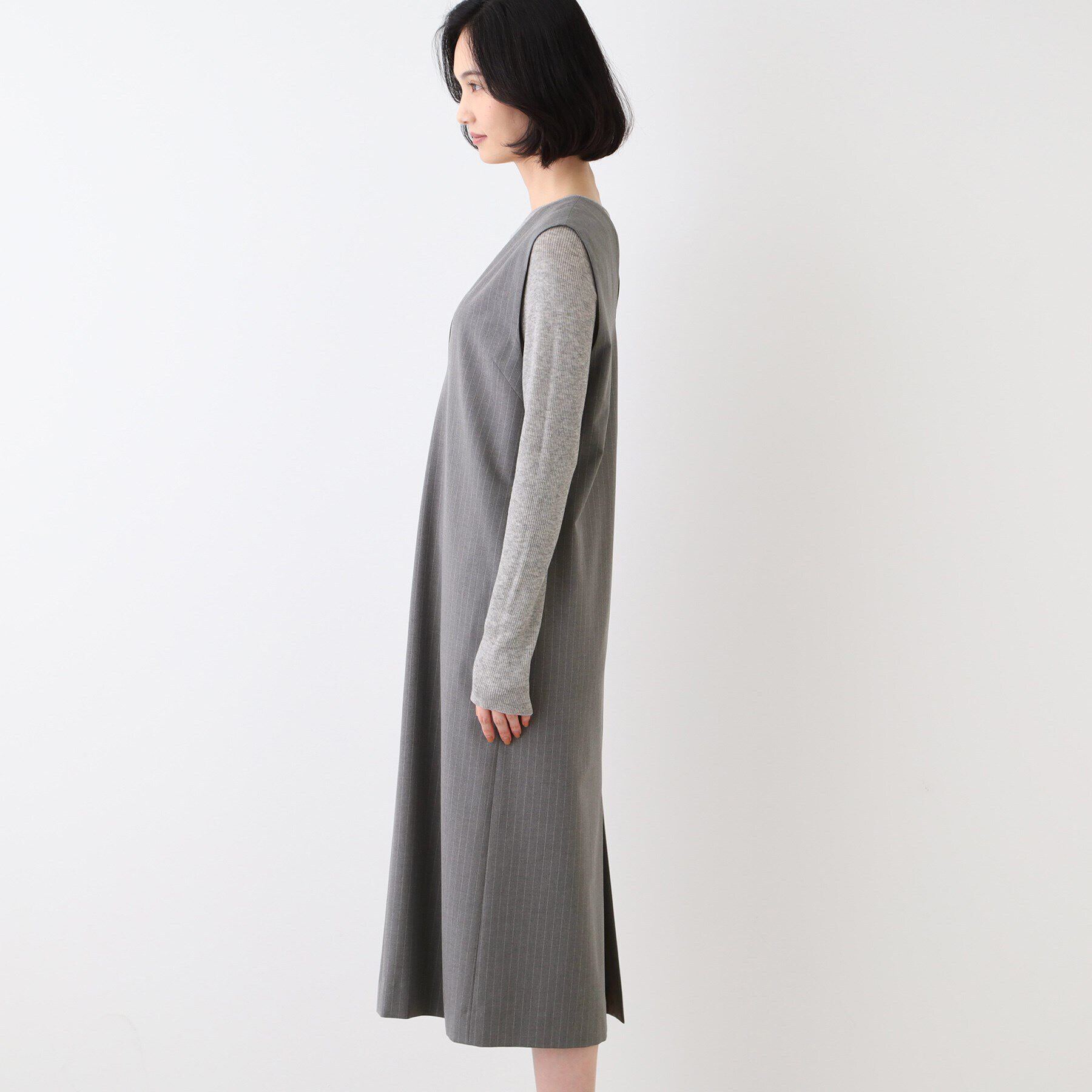 INDIVI「【洗える】ウールライクジャンパースカート」|ワンピース|