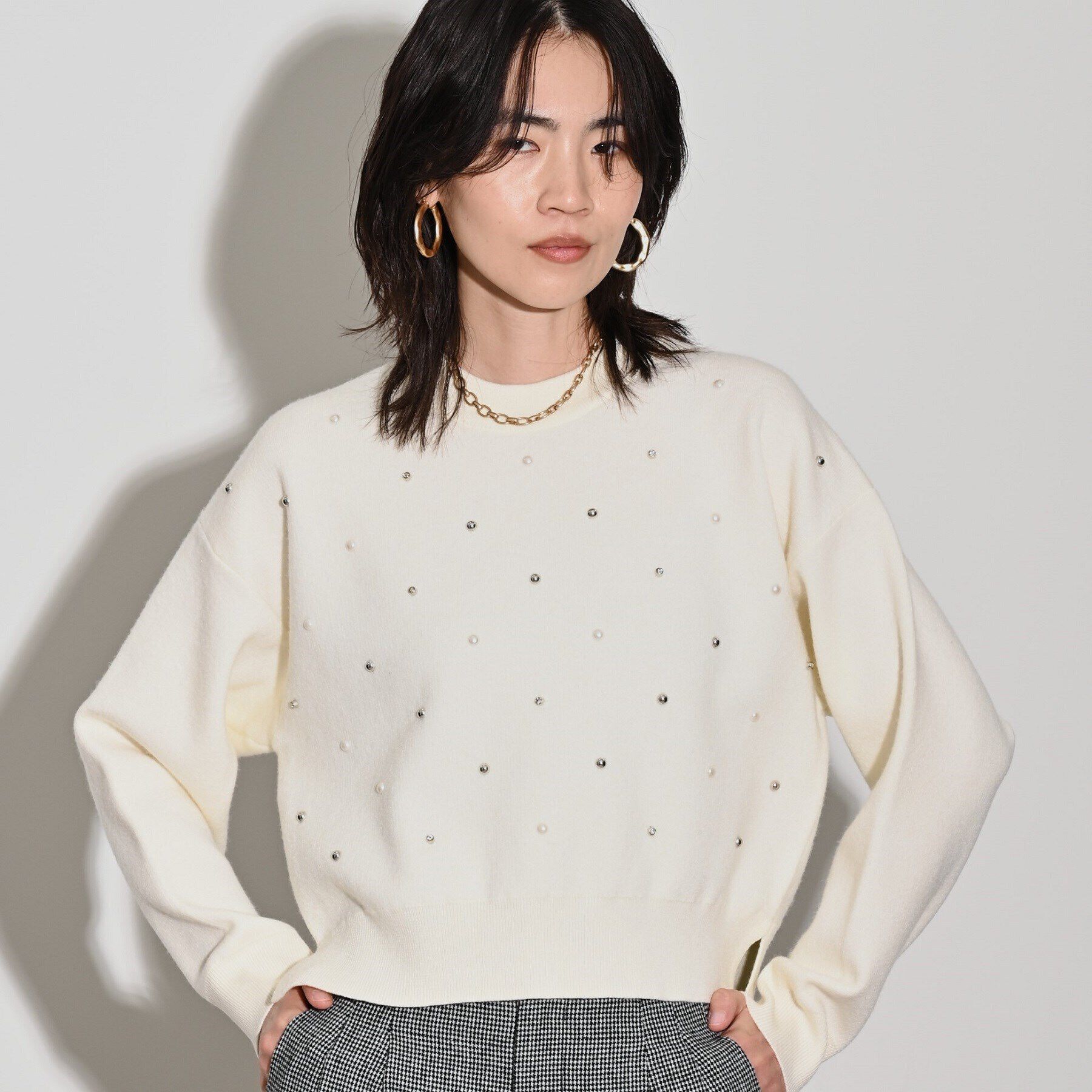 GALLEST「MIXビジューニット」|ニット・セーター|