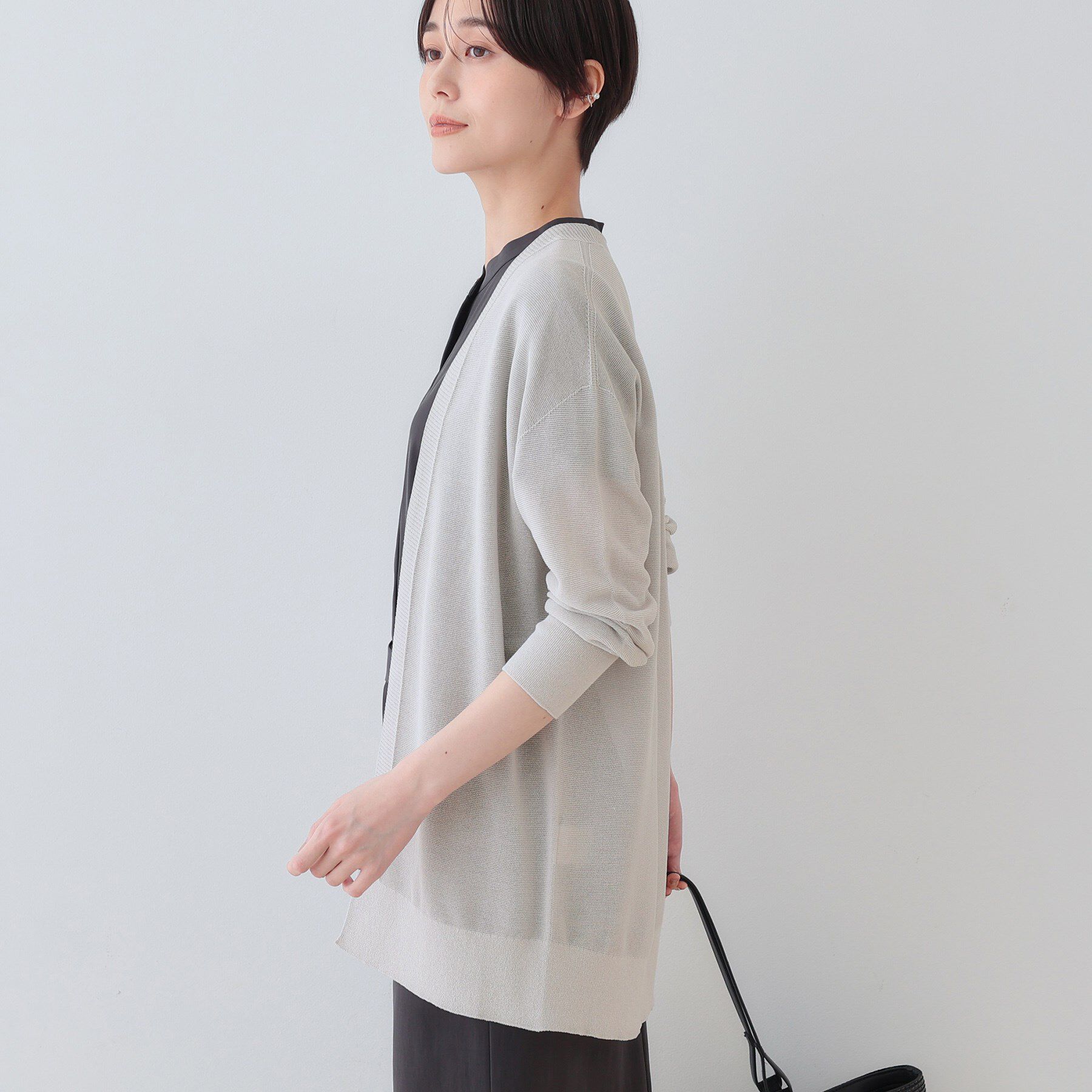 INDIVI「【洗える／和紙混素材】ドライタッチニットカーディガン」|カーディガン|