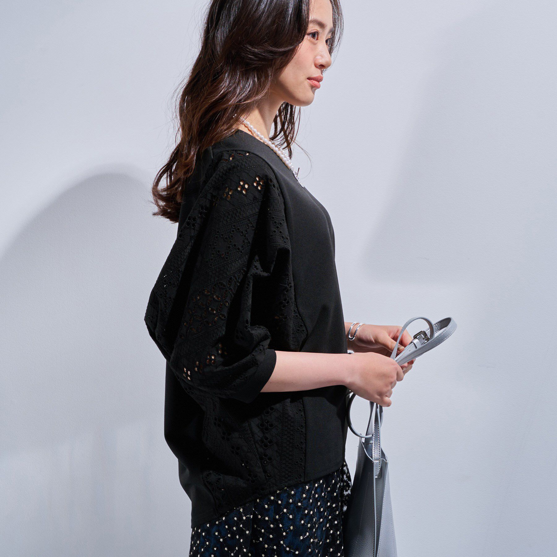 INDIVI「【洗える／体型カバー】レースコンビトップス」|Tシャツ・カットソー|