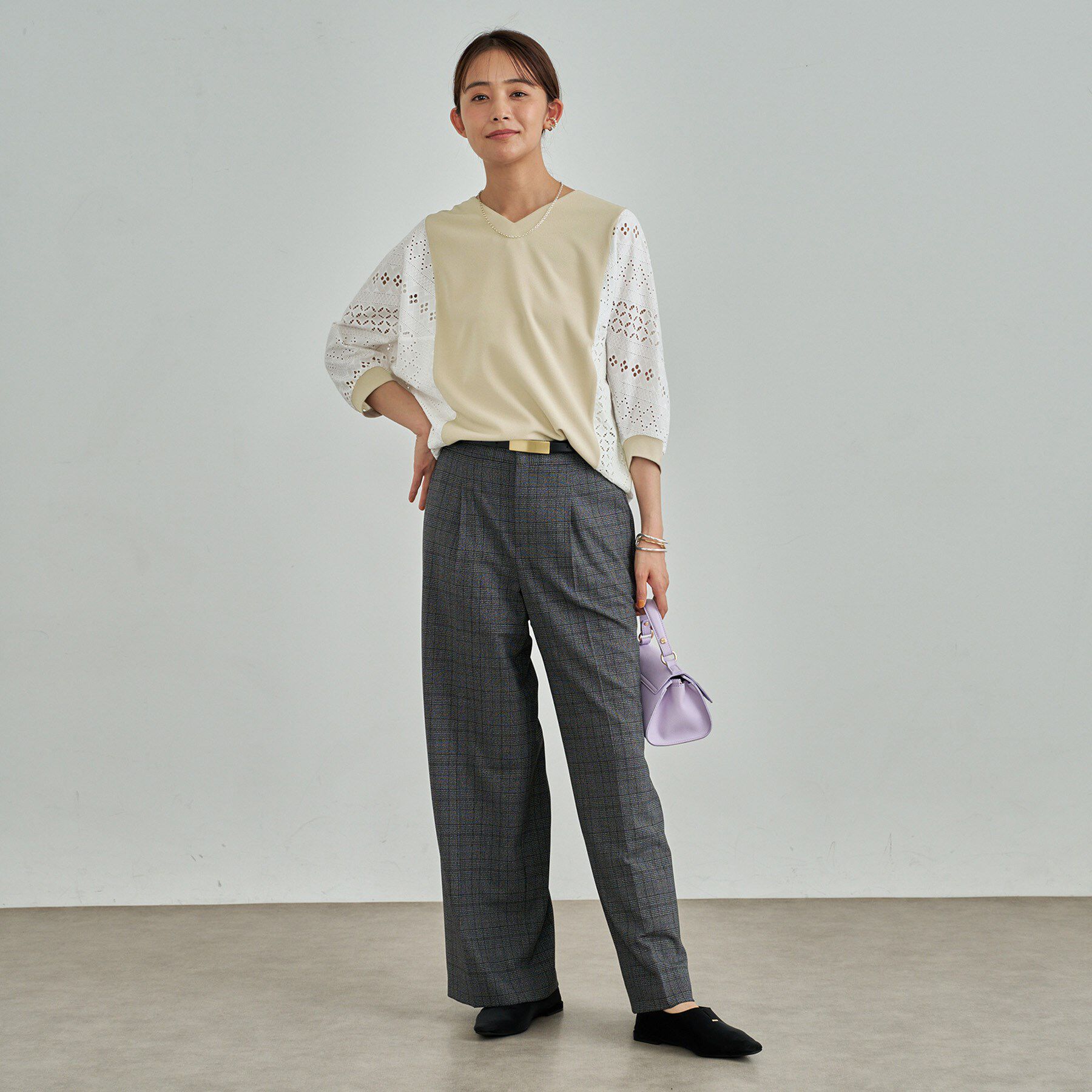 INDIVI「【洗える／体型カバー】レースコンビトップス」|Tシャツ・カットソー|