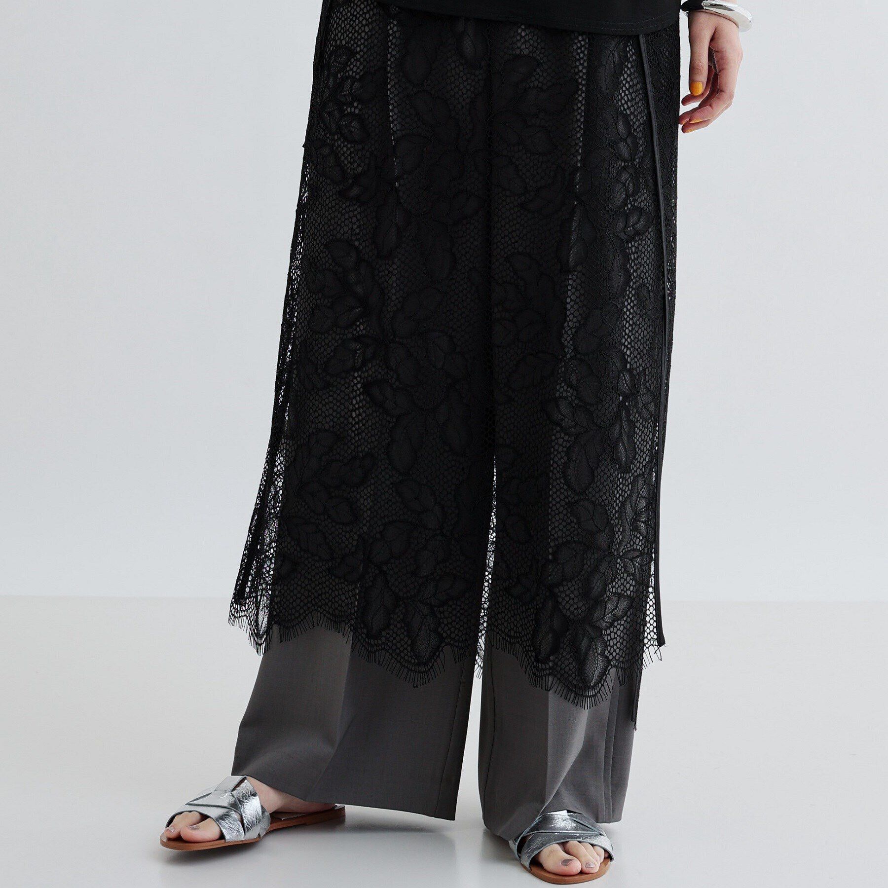 GALLEST「レースチュールオーバースカート」|スカート|ブラック(019)