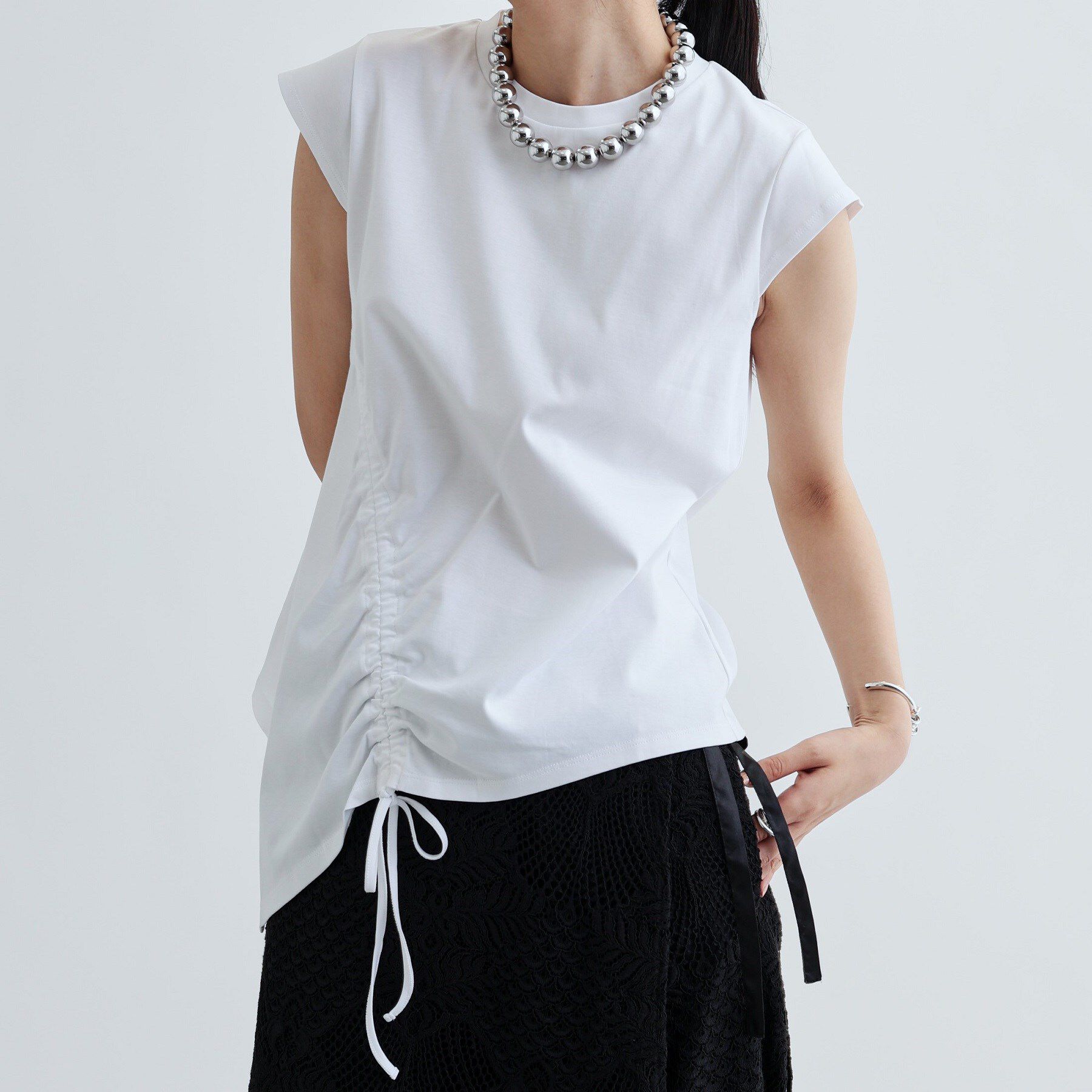 GALLEST「イレギュラーシャーリングヘムカットソー」|Tシャツ・カットソー|ホワイト(001)