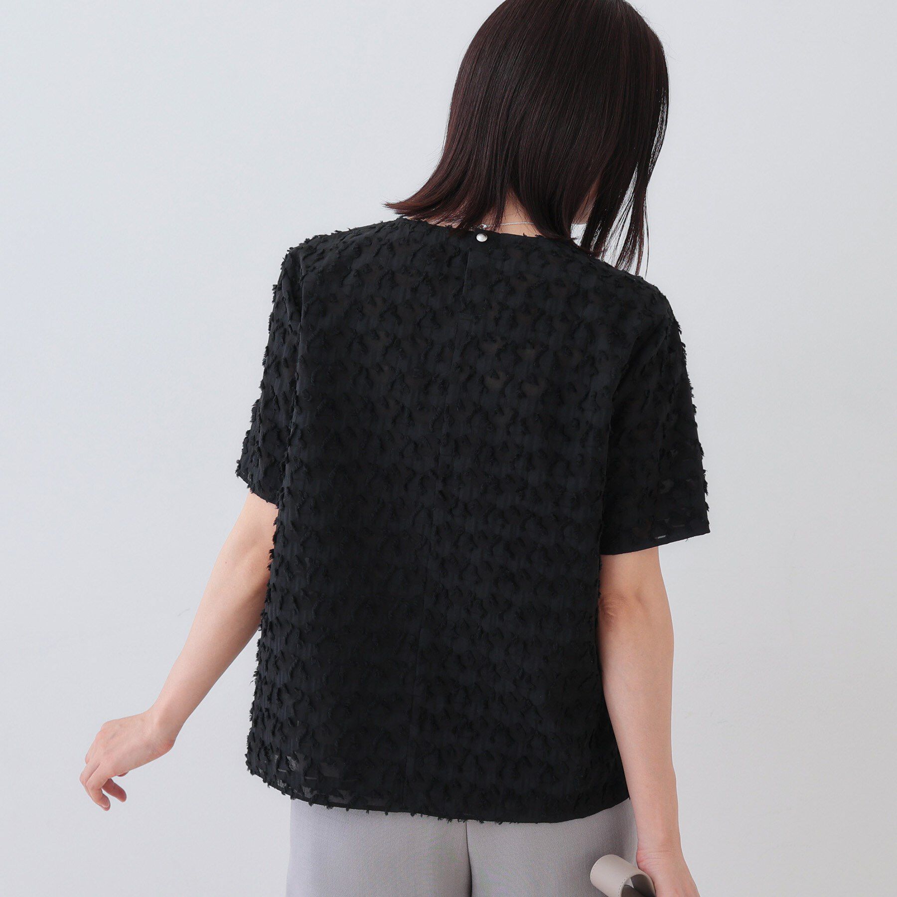 INDIVI「【日本製／コットン混】ジャカードブラウス」|シャツ・ブラウス|