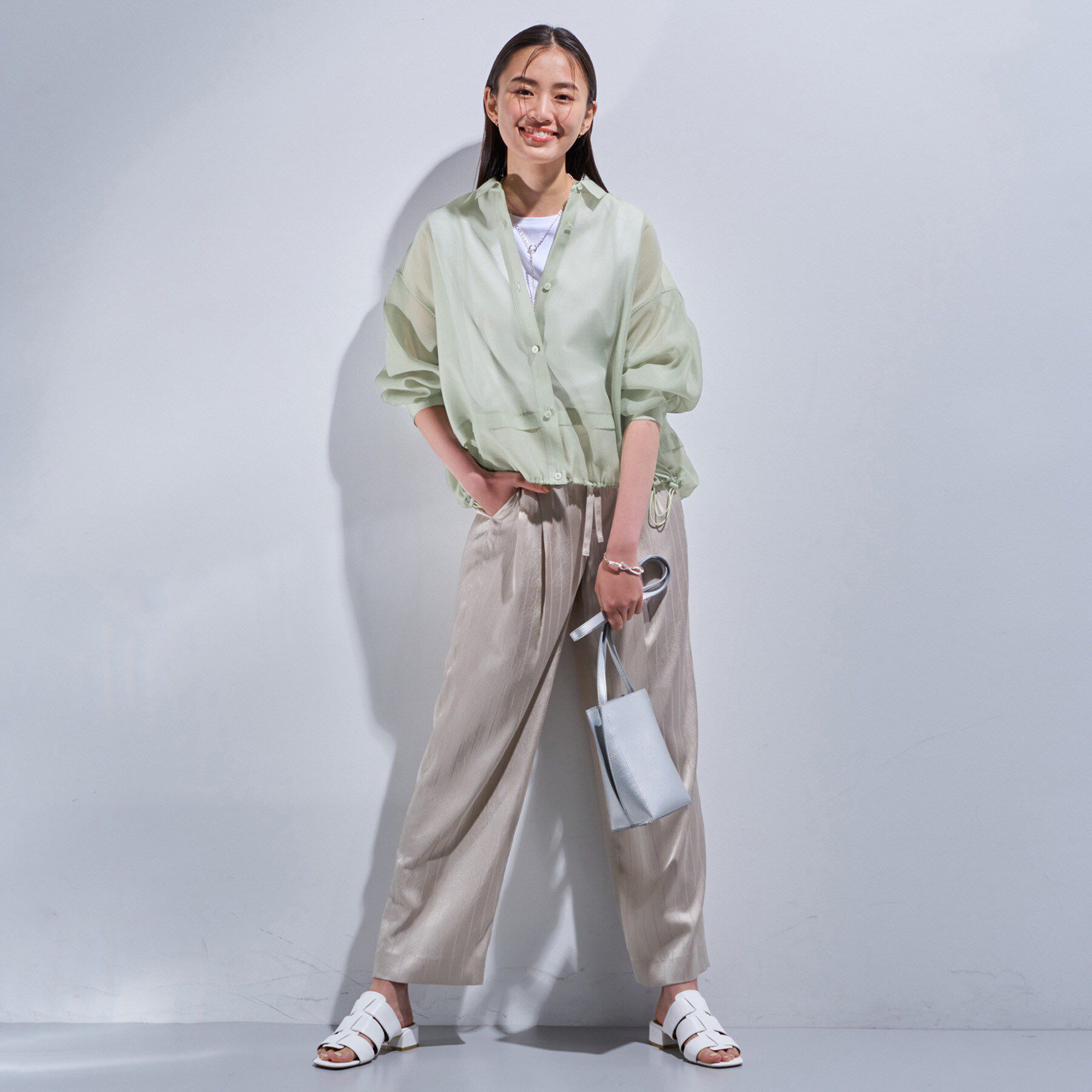 INDIVI「【洗える／ドロスト付】トレンドシアーシャツ」|シャツ・ブラウス|