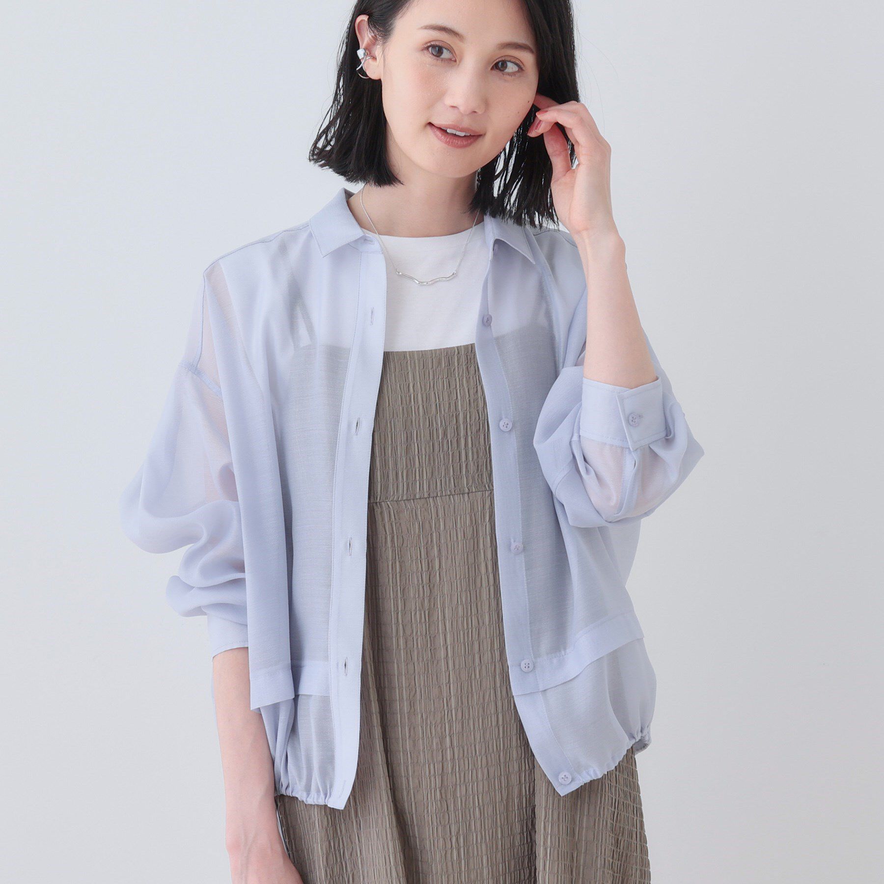 INDIVI「【洗える／ドロスト付】トレンドシアーシャツ」|シャツ・ブラウス|