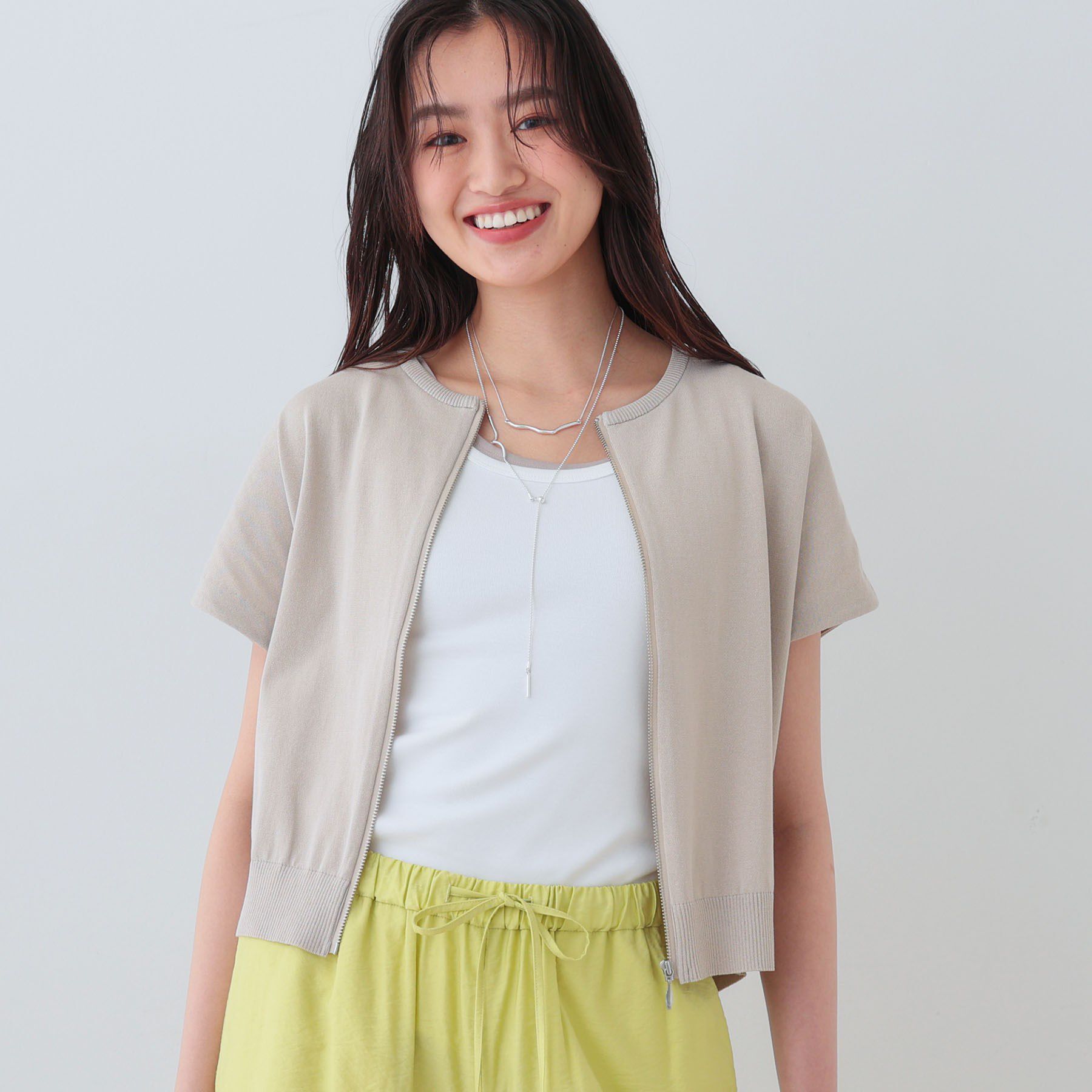 INDIVI「【洗える】ブルゾン風ジップニットベスト」|ニット・セーター|