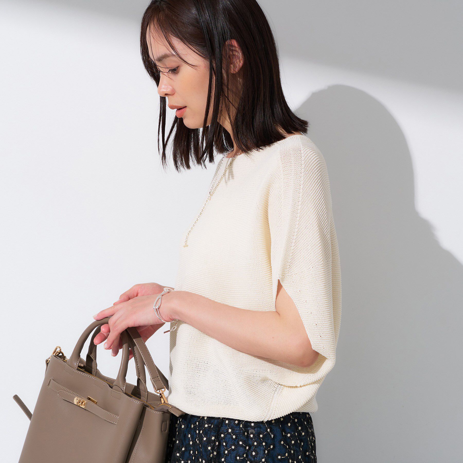 INDIVI「【洗える／清涼感】コクーンシルエットニット」|ニット・セーター|