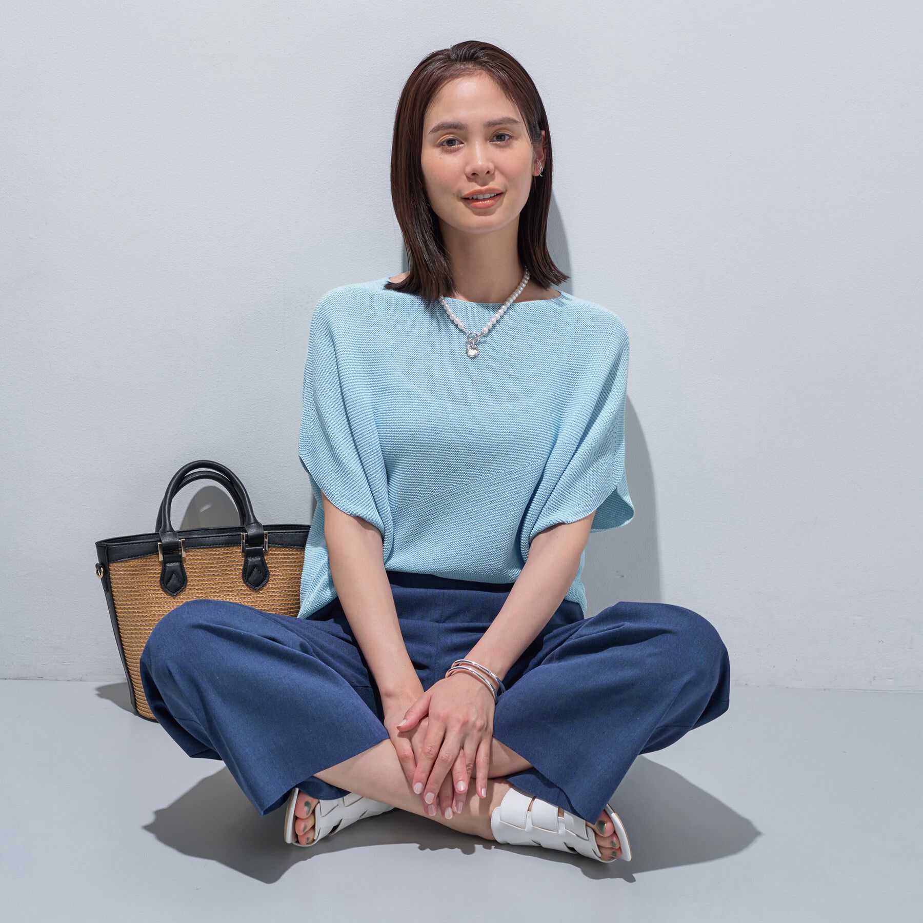 INDIVI「【洗える／清涼感】コクーンシルエットニット」|ニット・セーター|