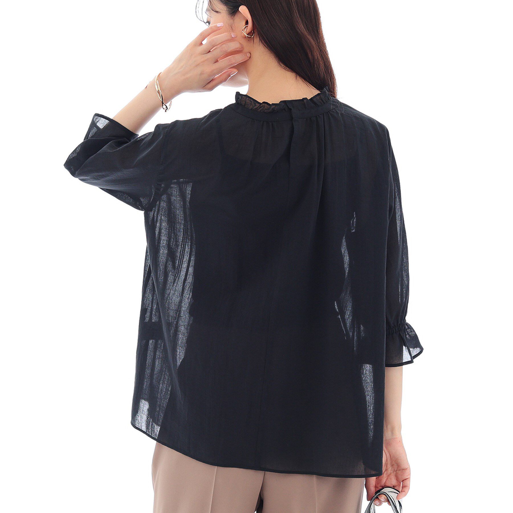 INDIVI「【洗える/コットン】ピンタックシアーブラウス」|シャツ・ブラウス|