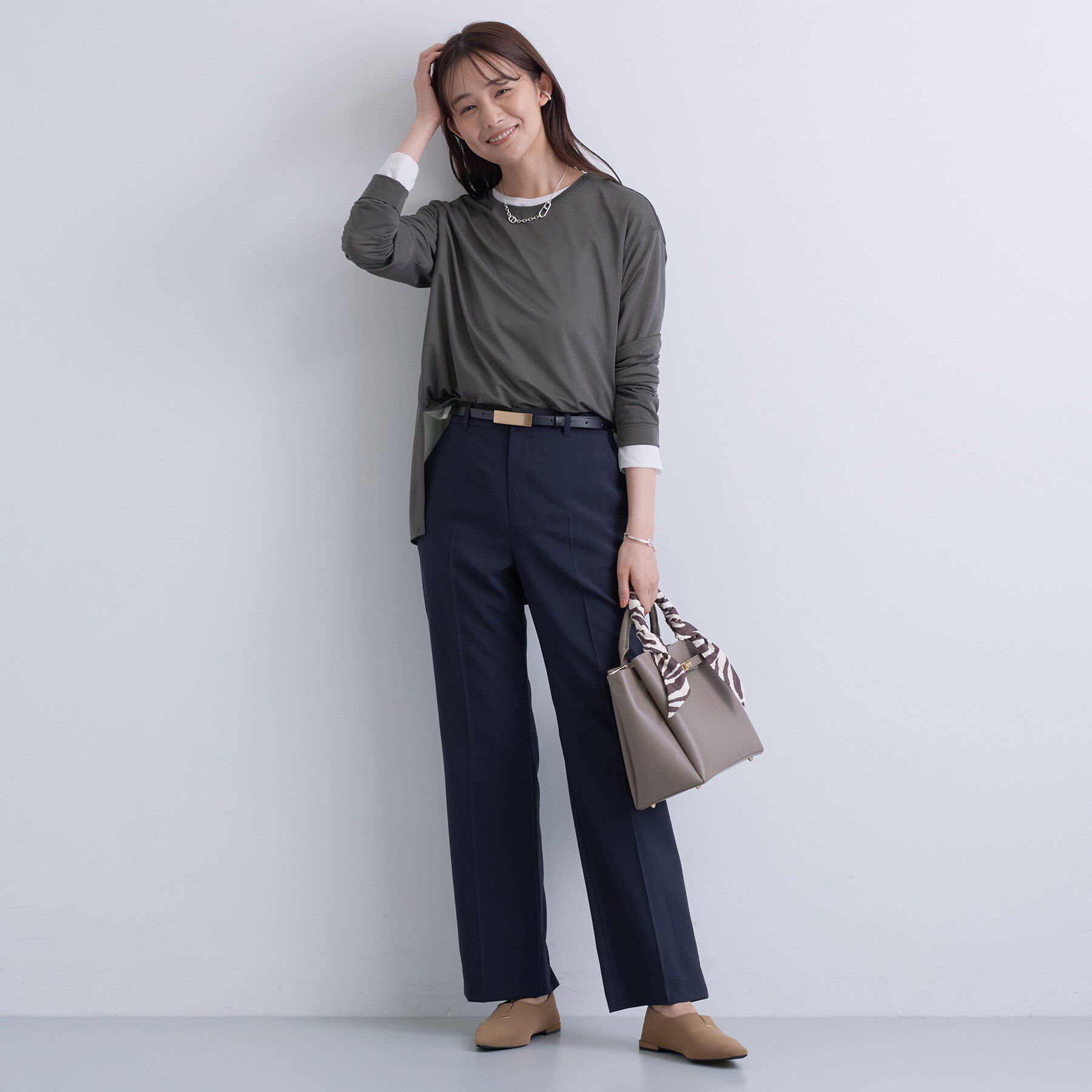 INDIVI「ストレッチシアーロングTシャツ」|Tシャツ・カットソー|