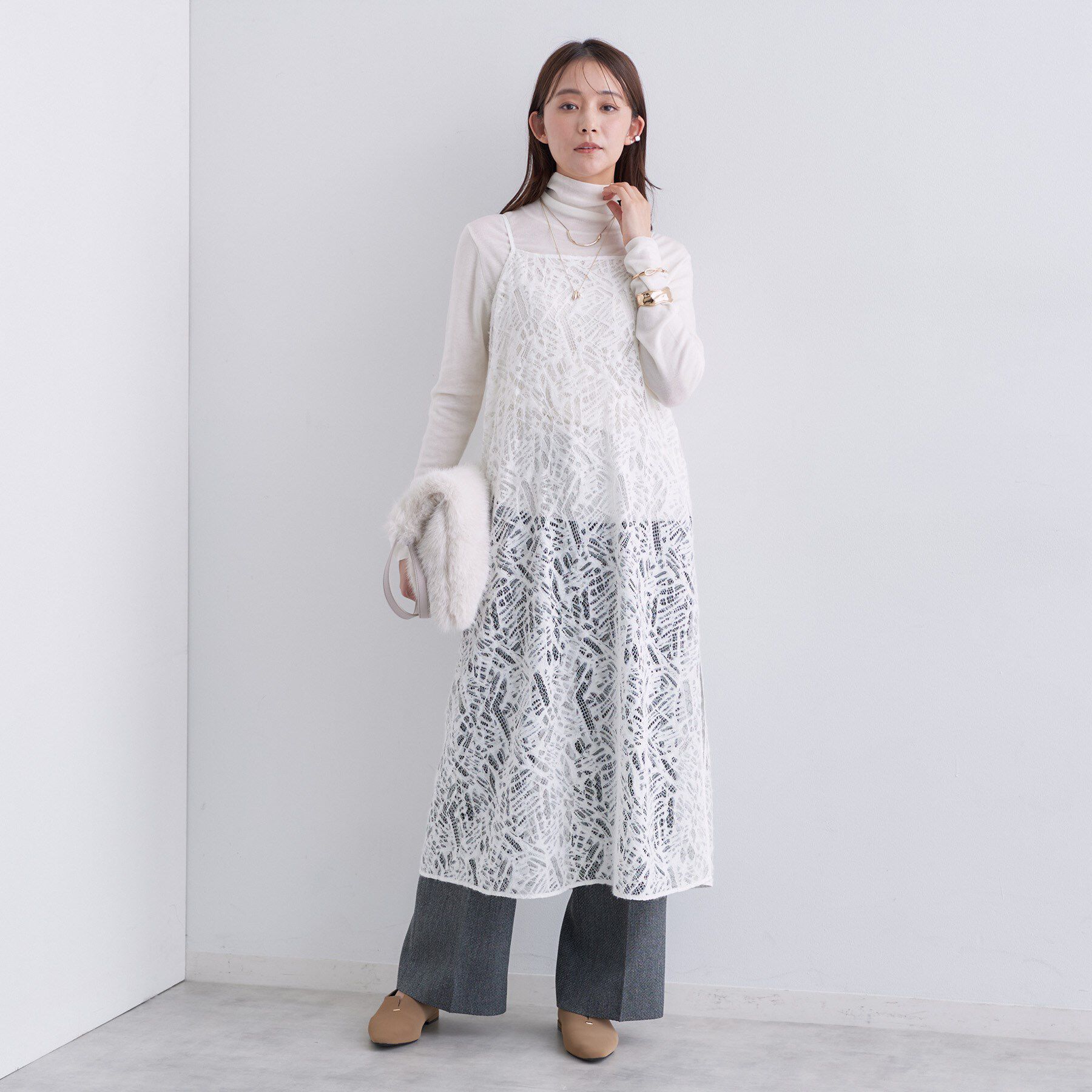 INDIVI「【レイヤード◎】レースキャミドレス」|ワンピース|