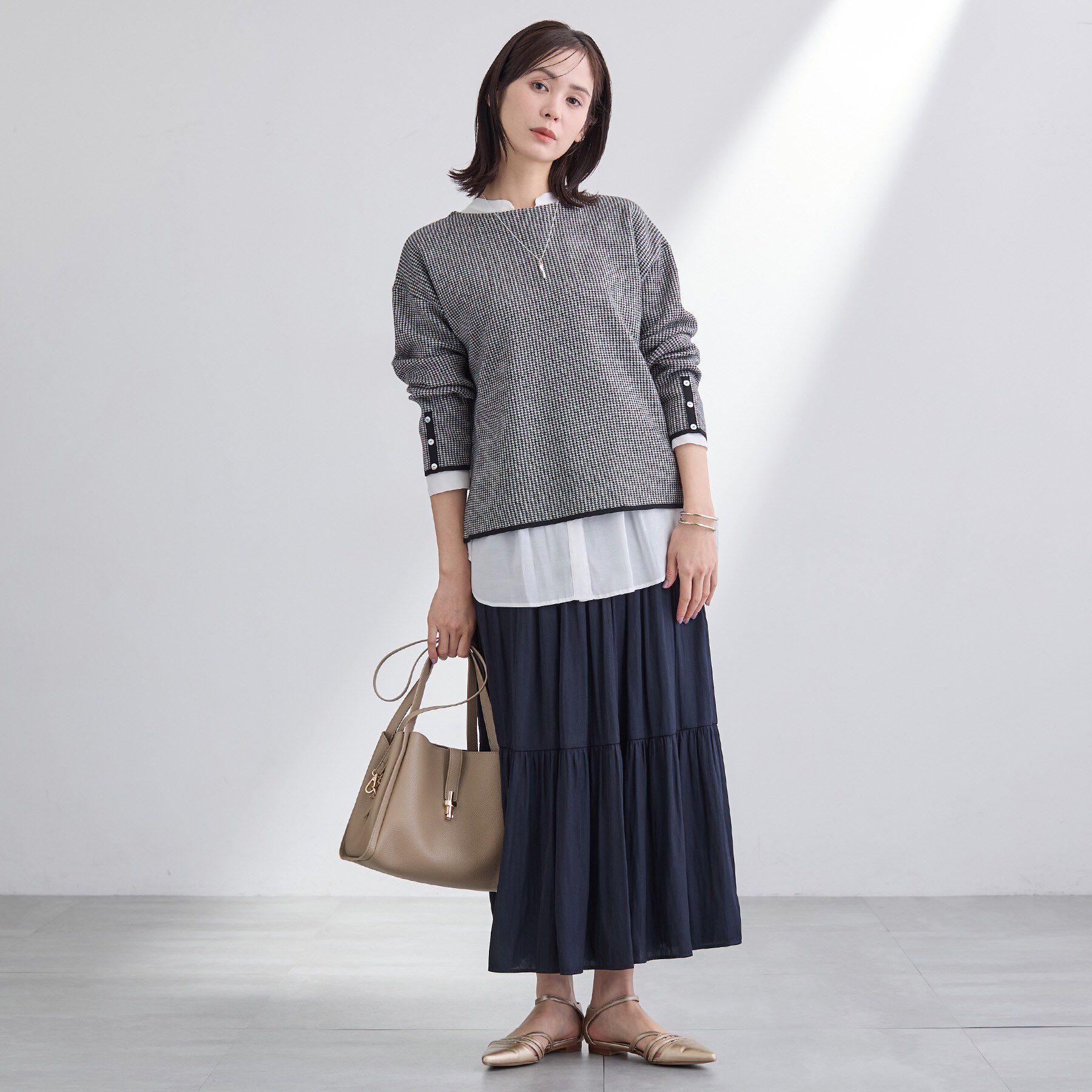 INDIVI「【洗える／SETUP可能】ジャカードボートネックニット」|ニット・セーター|