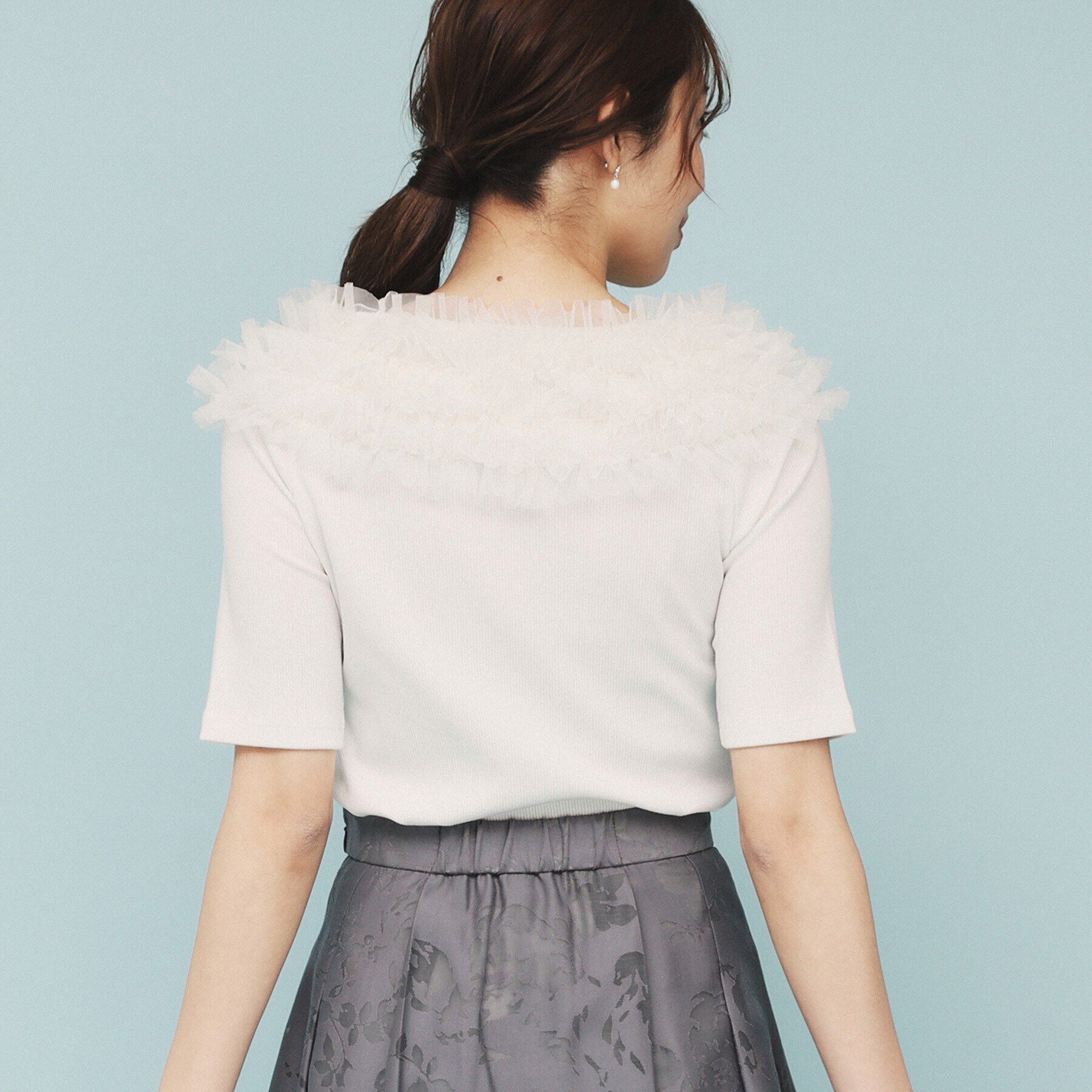 index「《美人百花掲載》チュールフリルリブトップス【洗濯機洗い可】」|Tシャツ・カットソー|