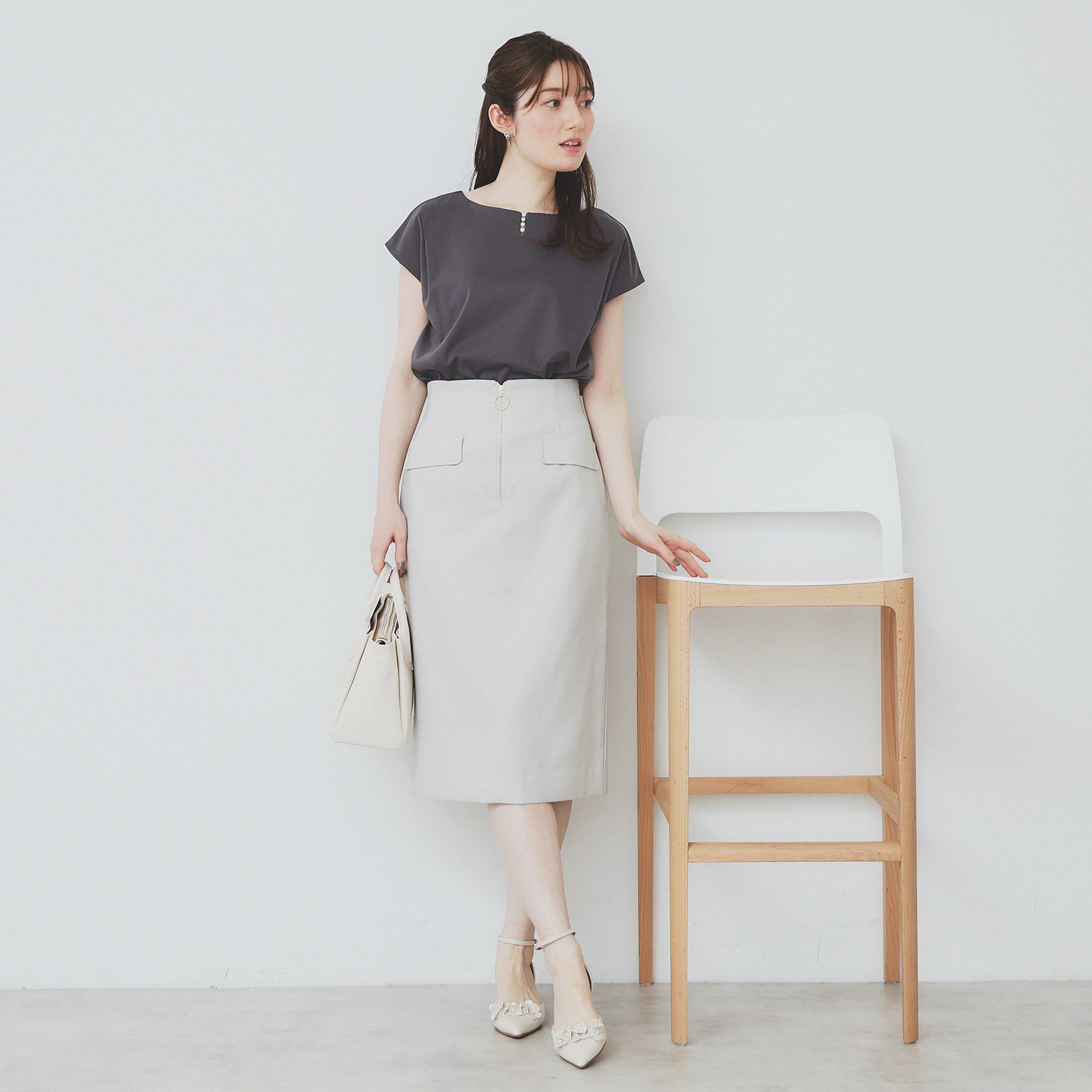 index「《6色展開/XS-3サイズ》キーネックビジュートップス【UV/接触冷感/洗濯機洗い可】」|Tシャツ・カットソー|