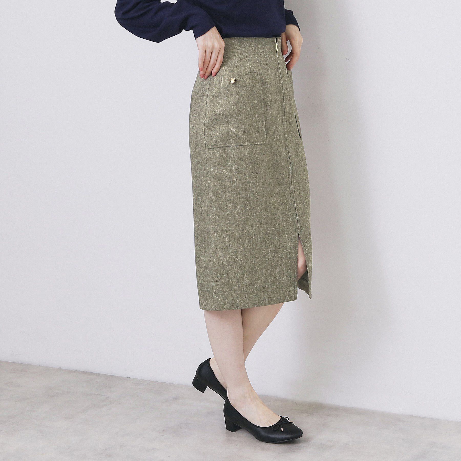 index「ツイード調フロントジップタイトスカート【洗濯機OK/防シワ】」|スカート|
