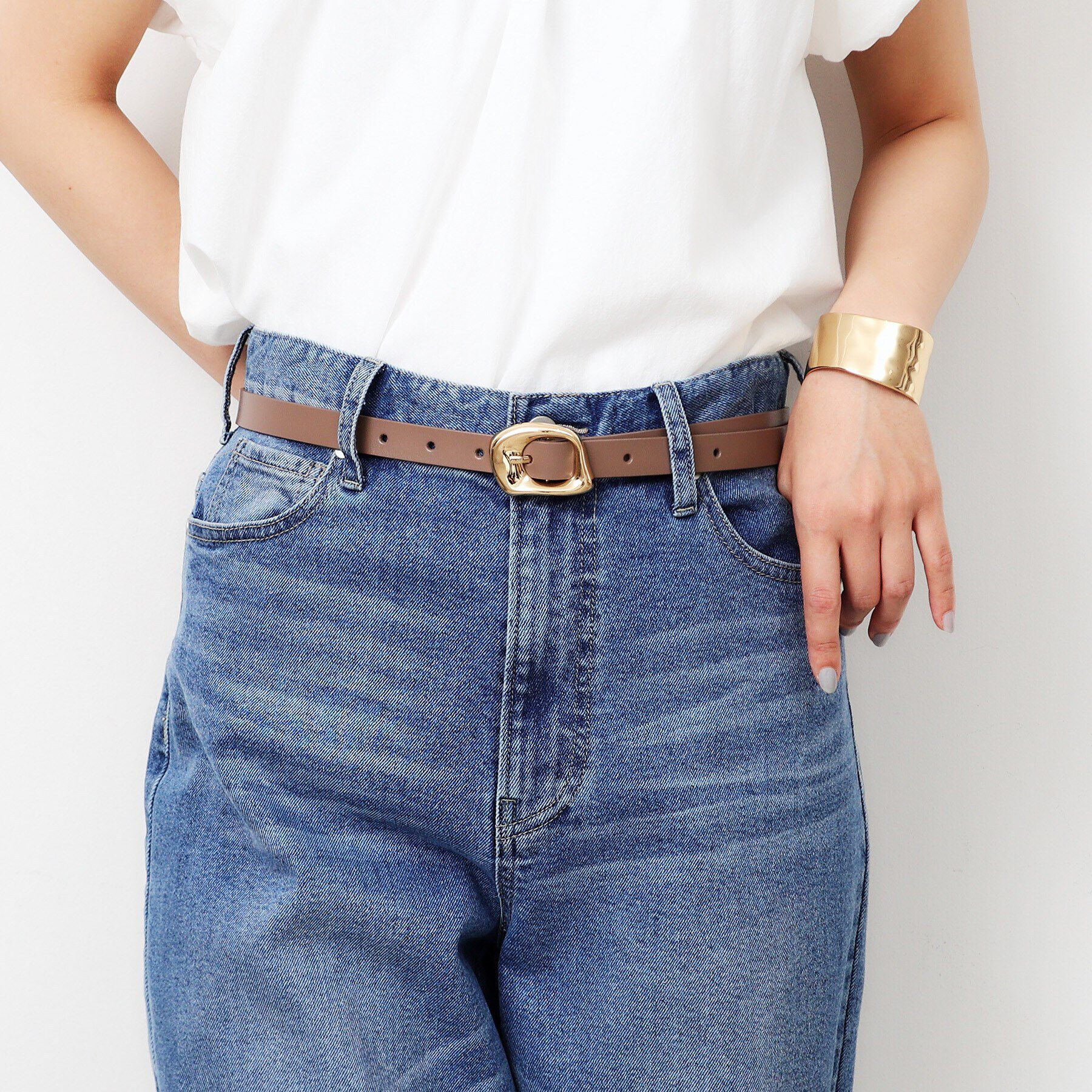 OPAQUE.CLIP「変形メタル幅細ベルト」|ベルト|