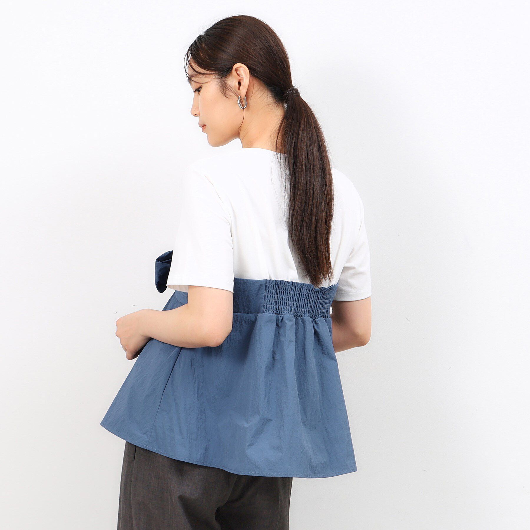 OPAQUE.CLIP「リボンビスチェドッキングカットソー【洗濯機洗い可】」|Tシャツ・カットソー|