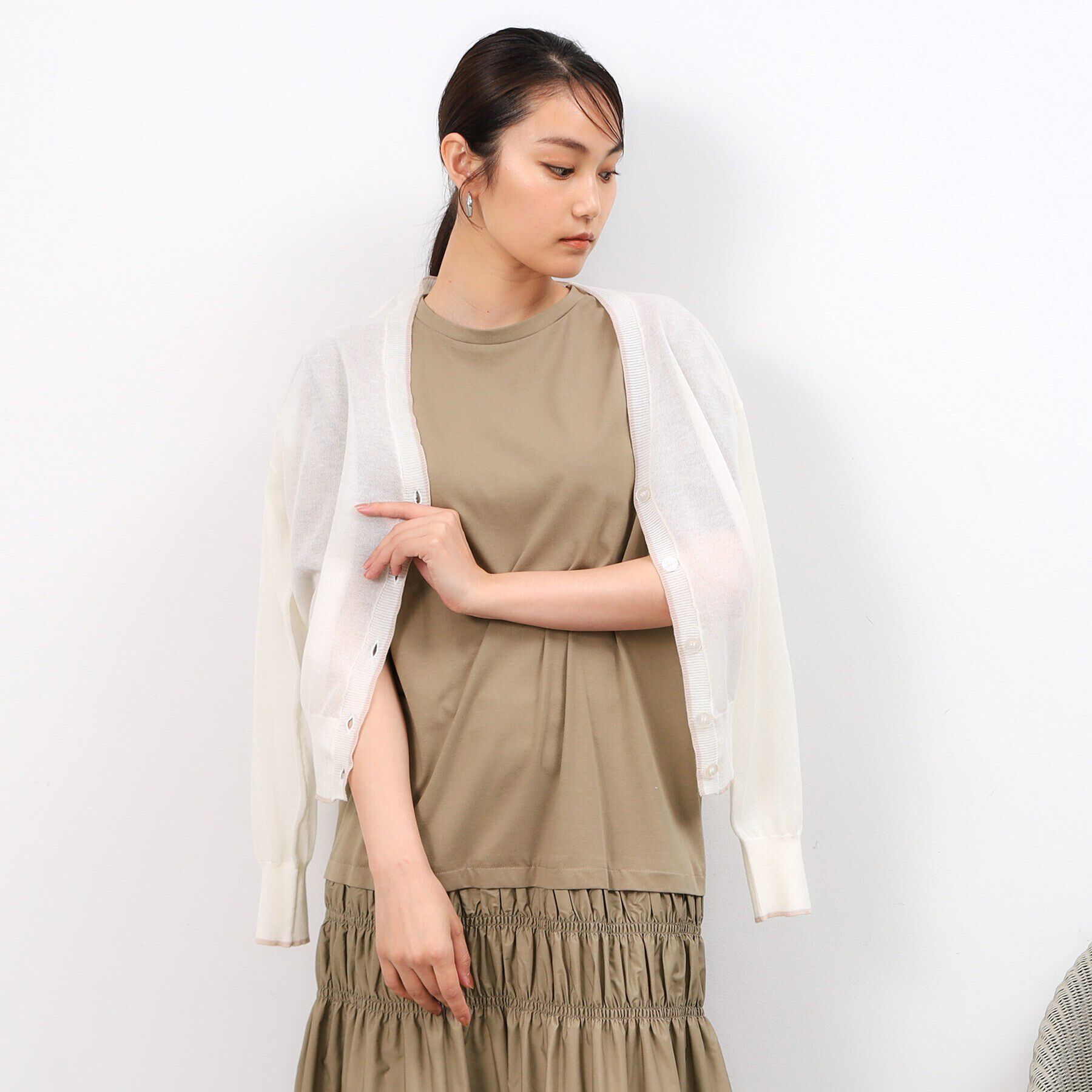 OPAQUE.CLIP「シャーリング切替ドッキングワンピース【洗濯機洗い可】」|ワンピース|