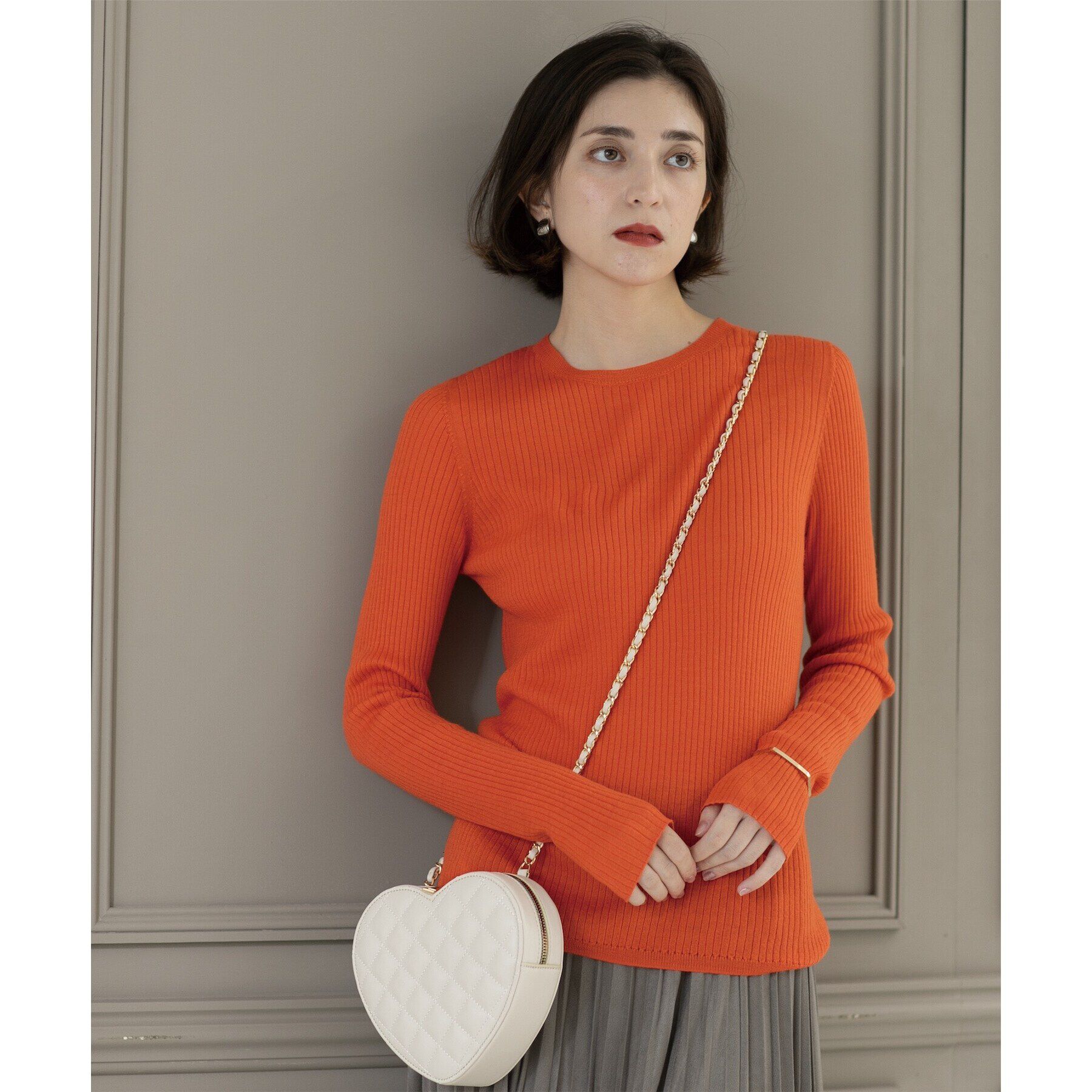 OPAQUE.CLIP「《5color》クルーネックシアーリブニット【洗濯機洗い可】」|ニット・セーター|