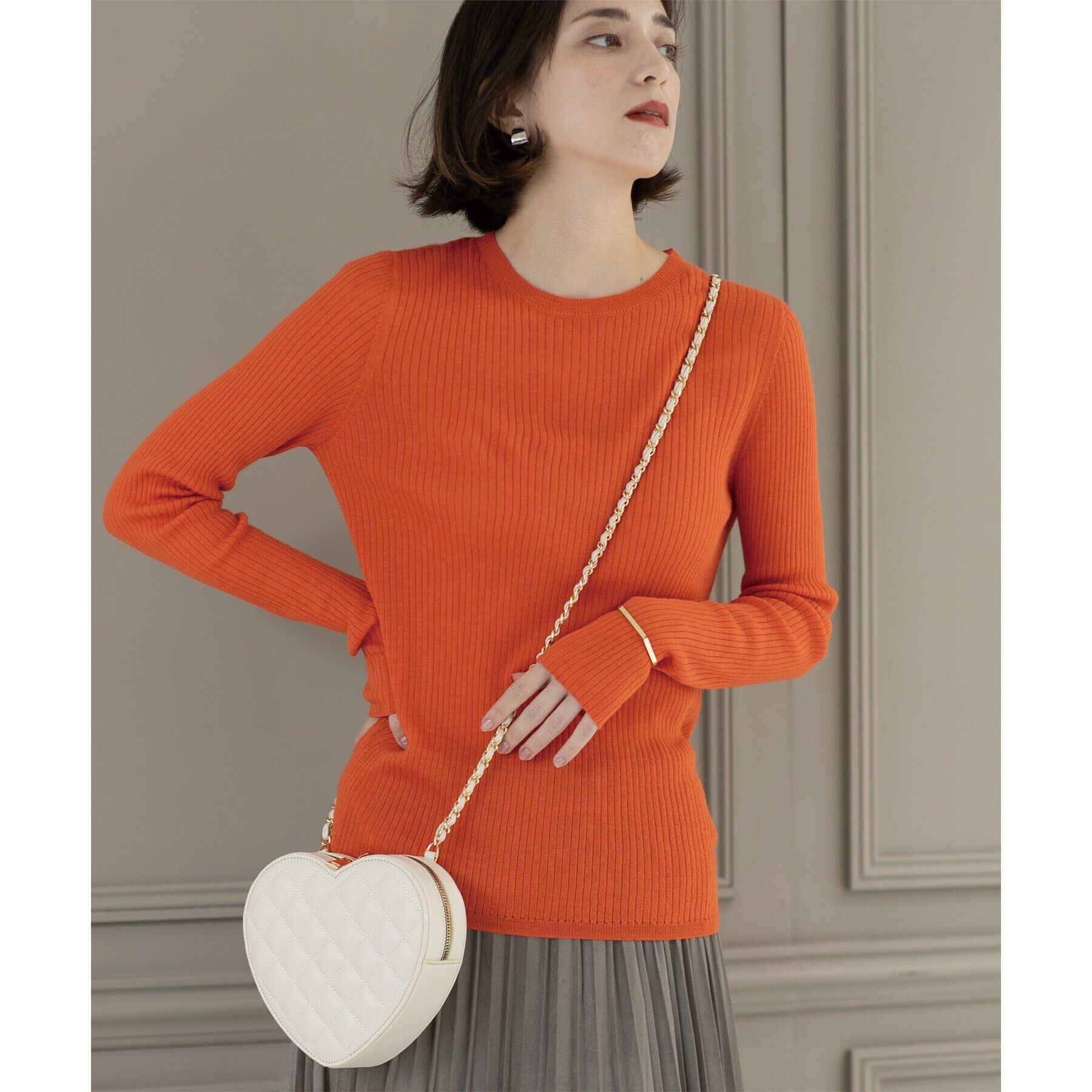 OPAQUE.CLIP「《5color》クルーネックシアーリブニット【洗濯機洗い可】」|ニット・セーター|