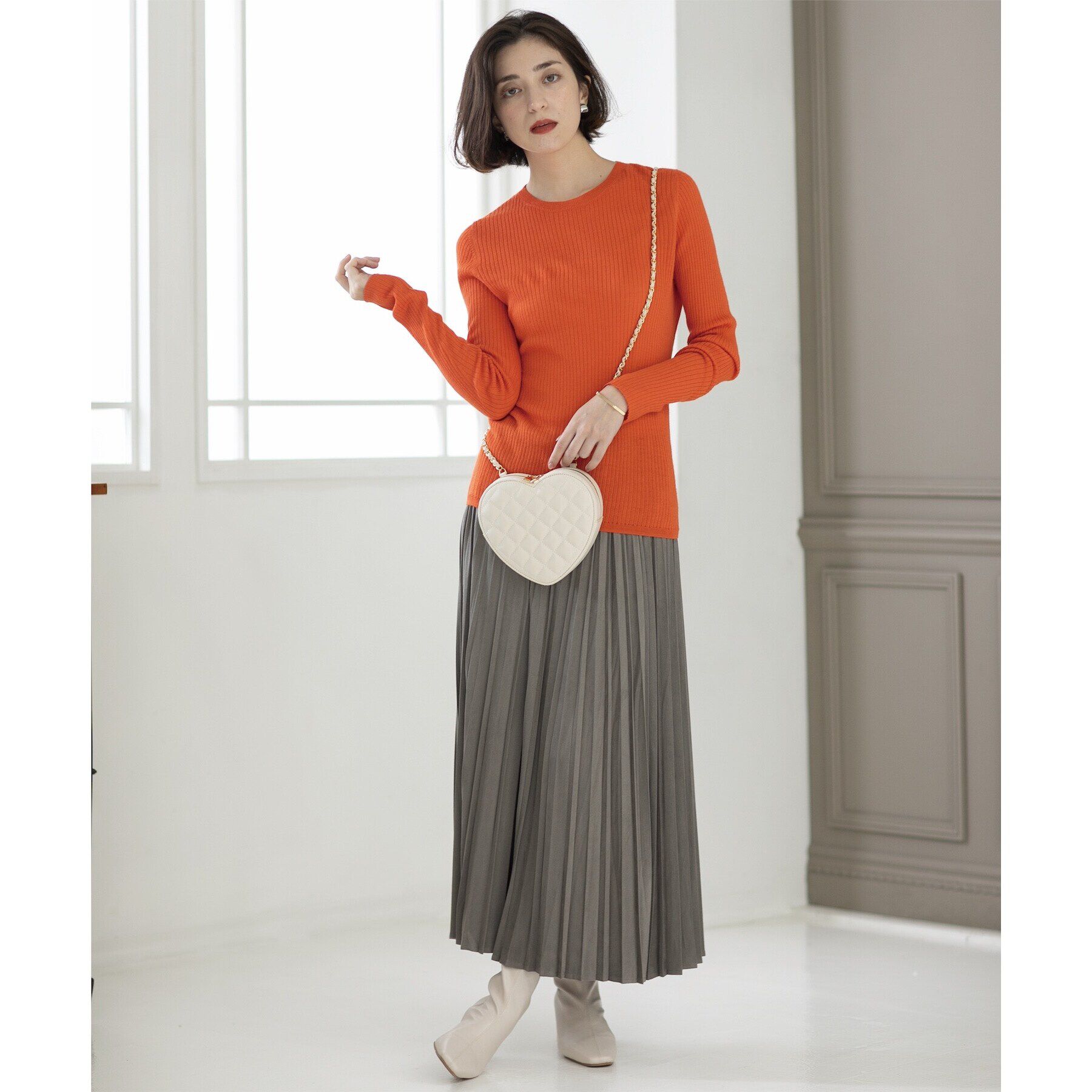 OPAQUE.CLIP「《5color》クルーネックシアーリブニット【洗濯機洗い可】」|ニット・セーター|