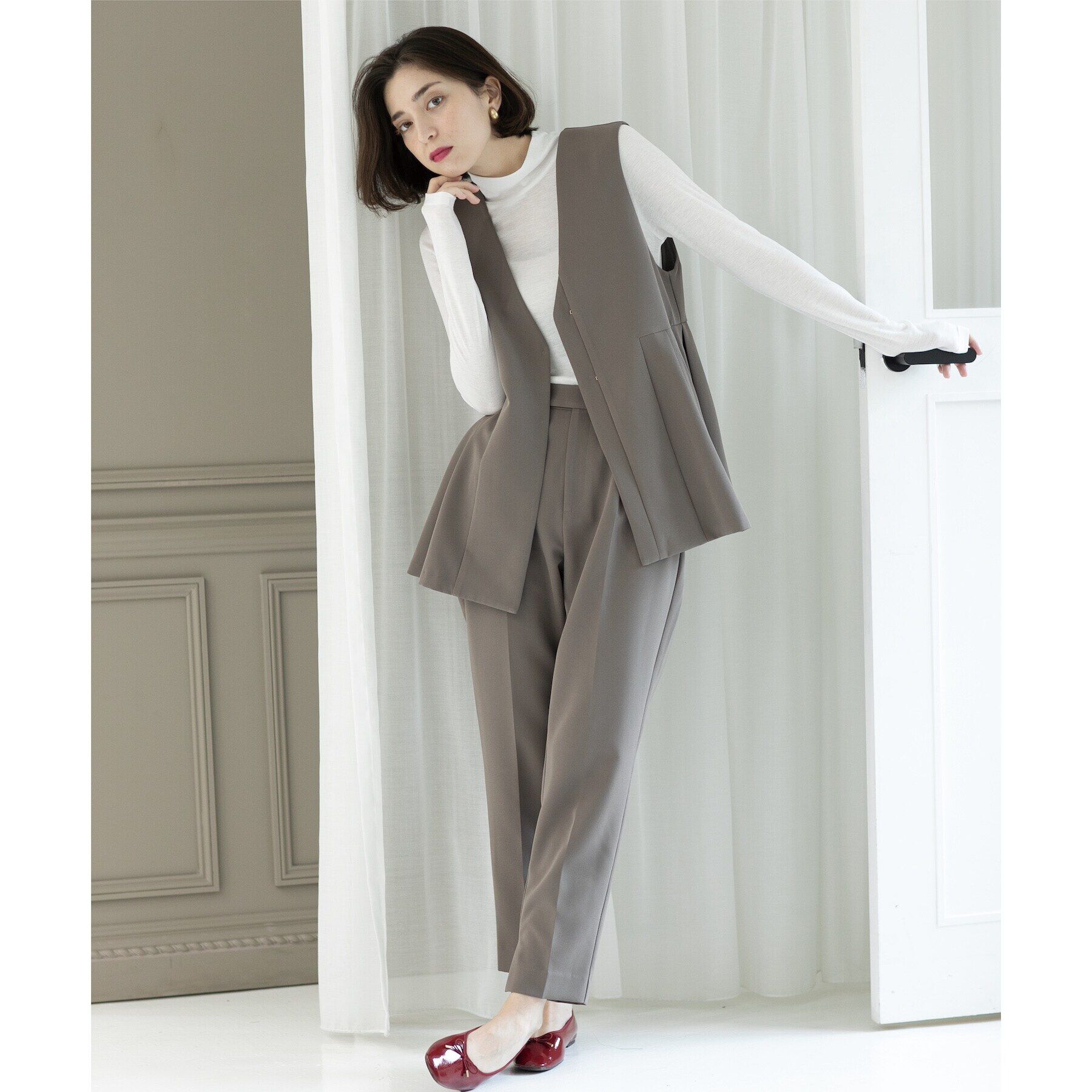 OPAQUE.CLIP「シアーガーゼハイネックカットソー／ネオサーモ【吸湿発熱/洗濯機洗い可】」|Tシャツ・カットソー|