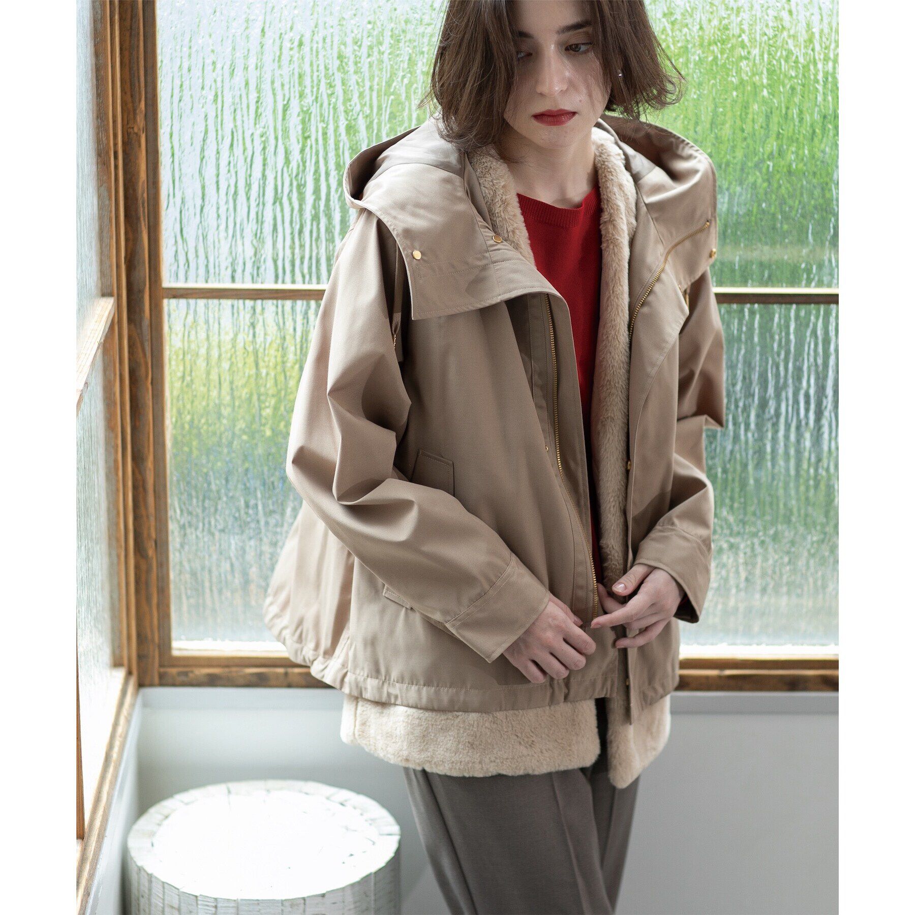 OPAQUE.CLIP「ファーベスト付き マルチWAYマウンテンパーカー【洗濯機洗い可／撥水加工／花粉対応】」|ブルゾン・スタジャン|