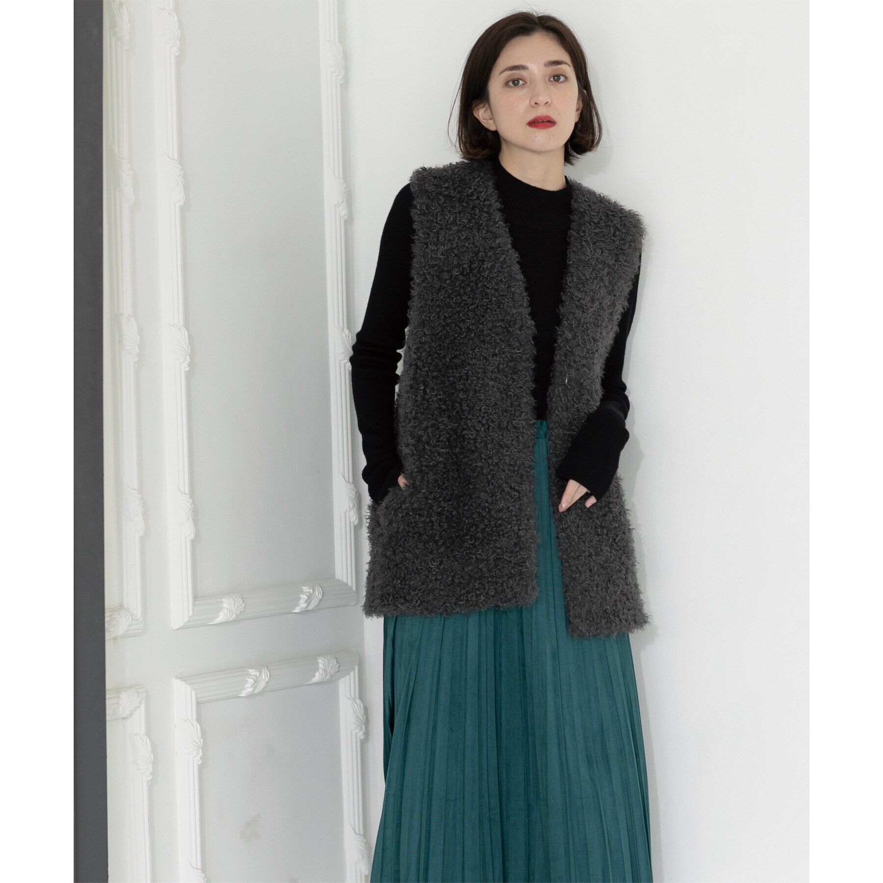 OPAQUE.CLIP「カーリーフェイクファーベスト【洗濯機洗い可】」|ベスト・ジレ|