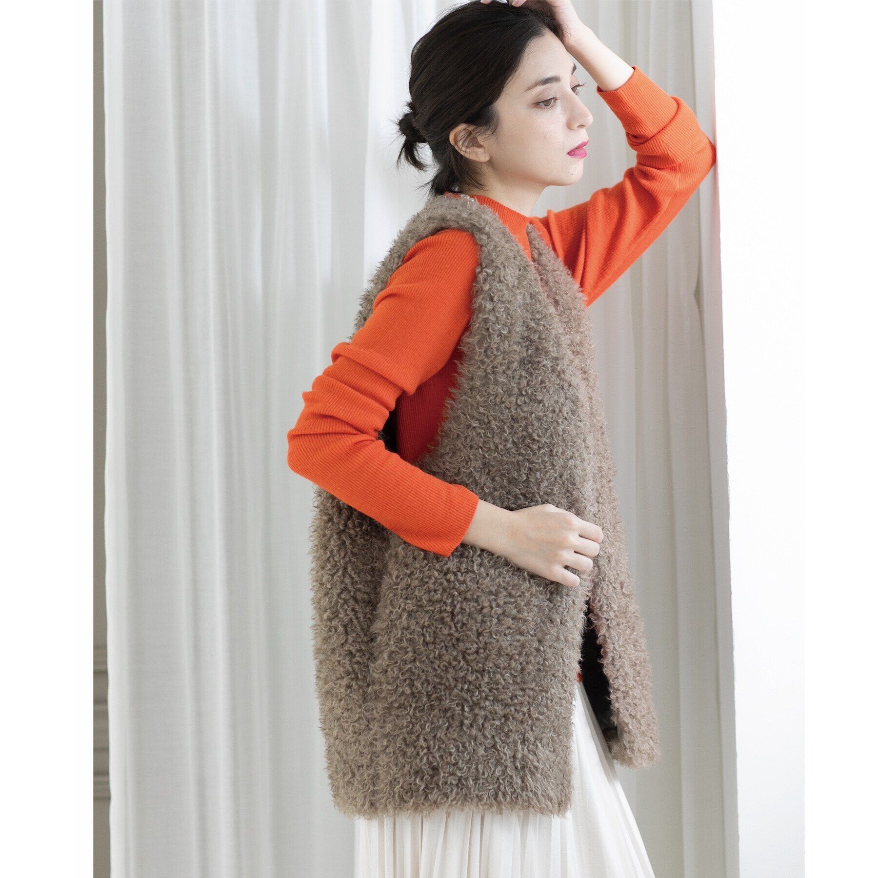 OPAQUE.CLIP「カーリーフェイクファーベスト【洗濯機洗い可】」|ベスト・ジレ|