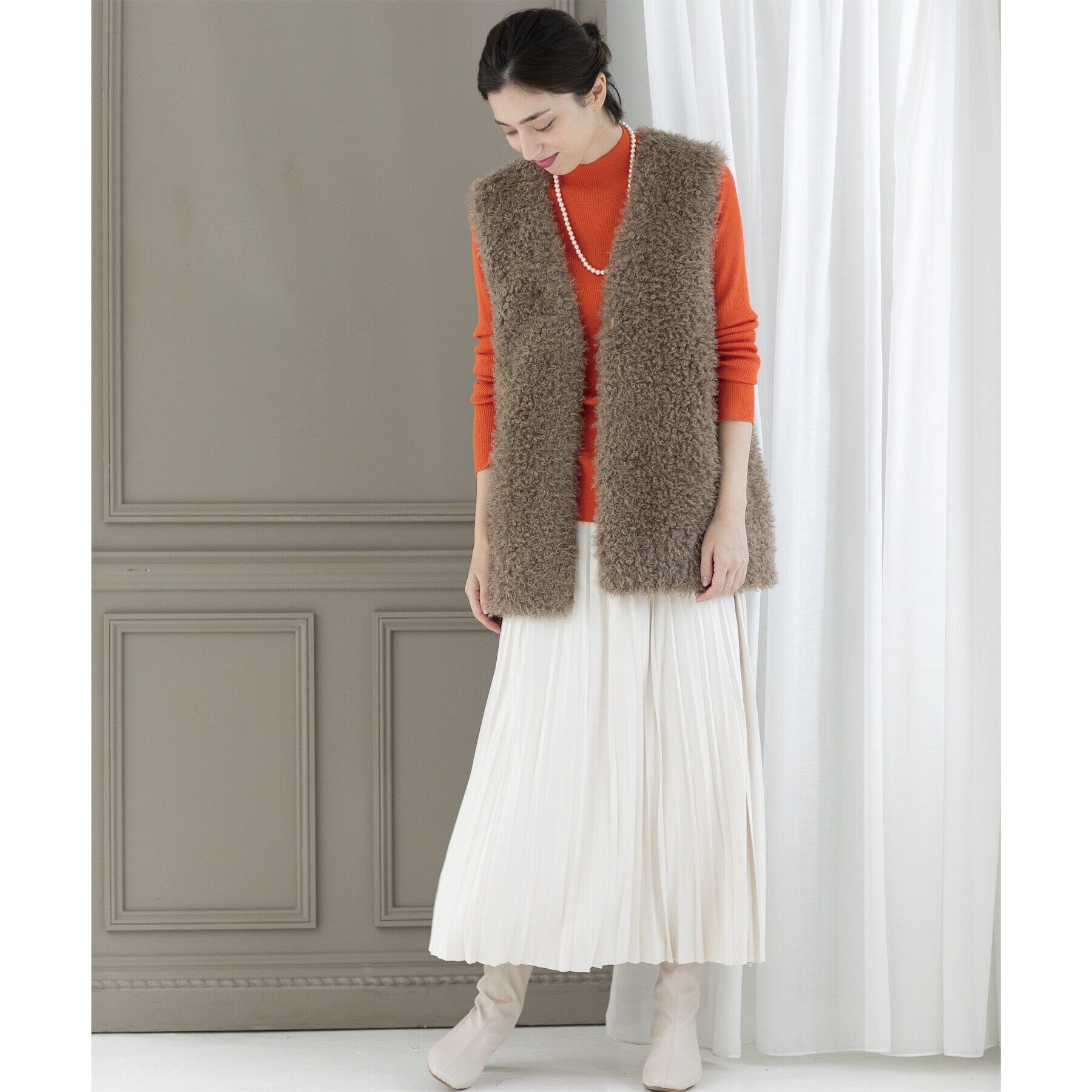 OPAQUE.CLIP「カーリーフェイクファーベスト【洗濯機洗い可】」|ベスト・ジレ|