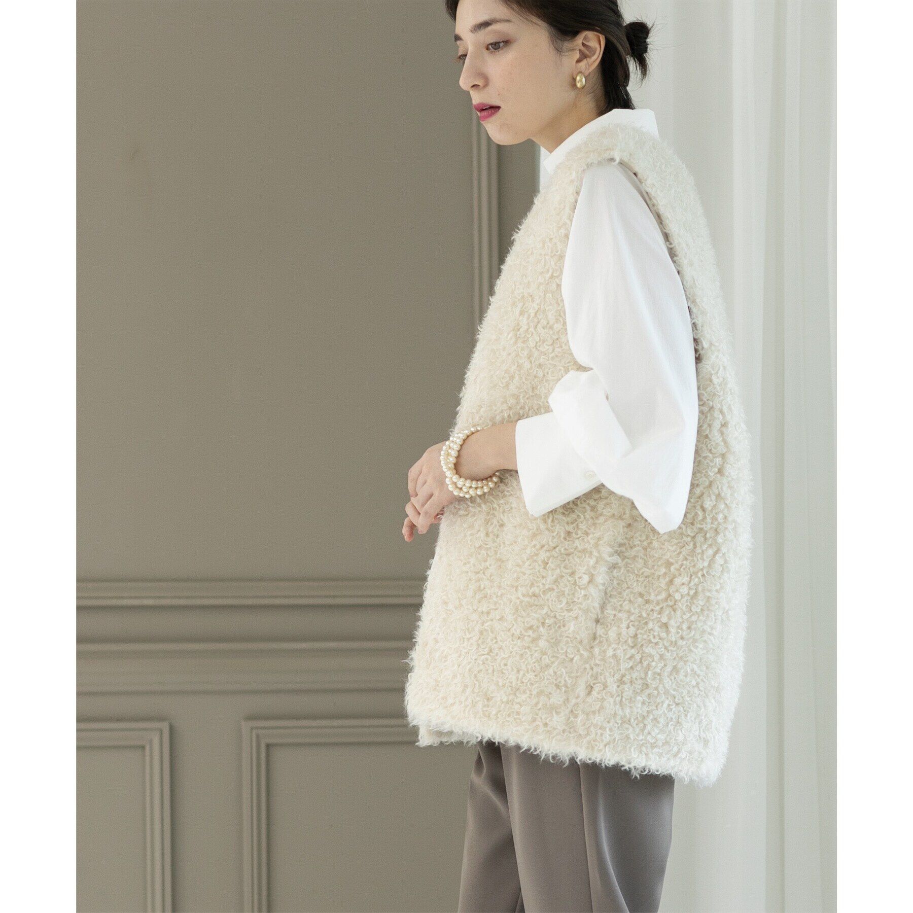 OPAQUE.CLIP「カーリーフェイクファーベスト【洗濯機洗い可】」|ベスト・ジレ|