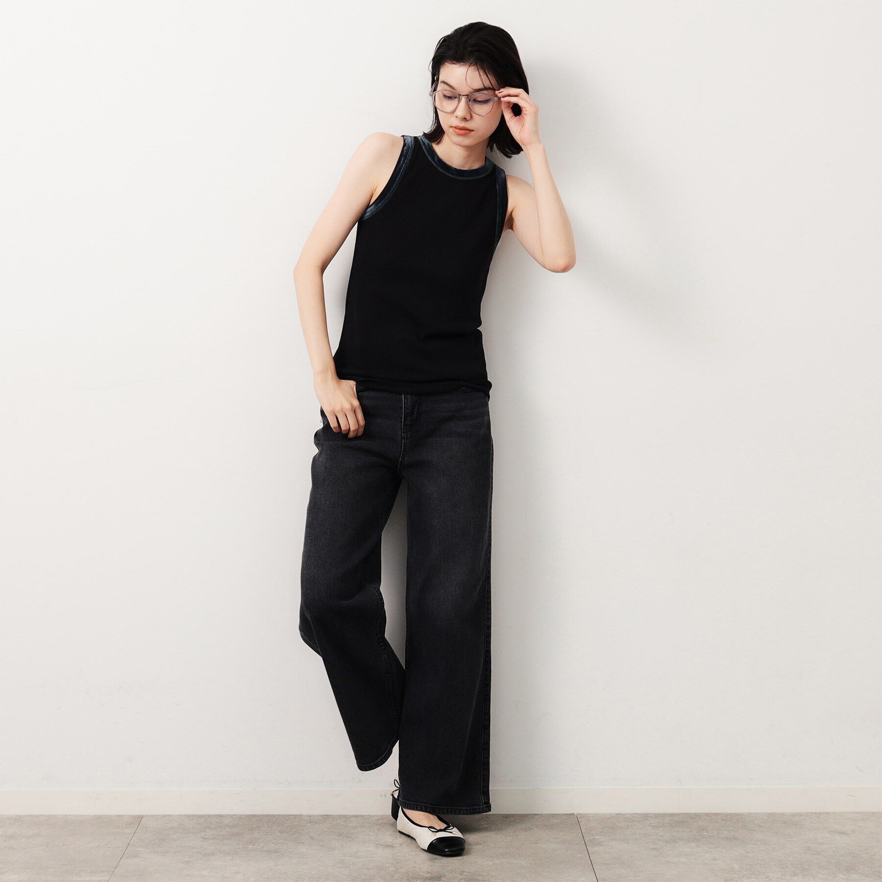 OPAQUE.CLIP「《VERY掲載》ベロア使いリブタンクトップ【洗濯機洗い可】」|キャミソール|