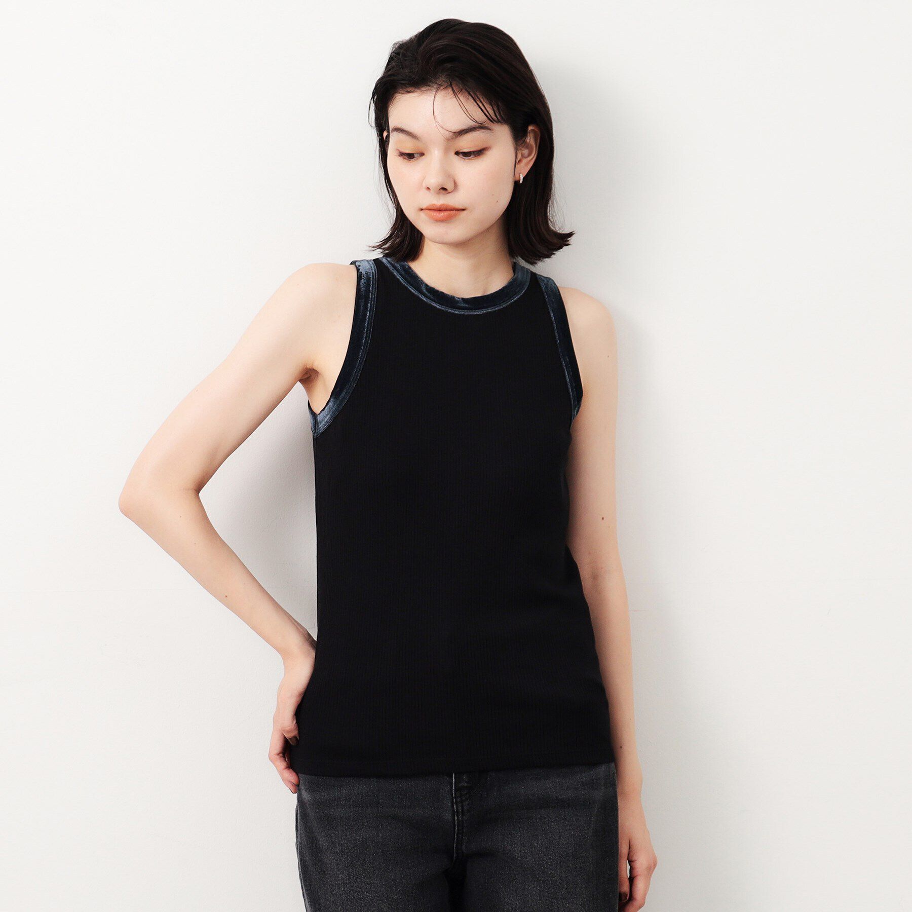OPAQUE.CLIP「《VERY掲載》ベロア使いリブタンクトップ【洗濯機洗い可】」|キャミソール|