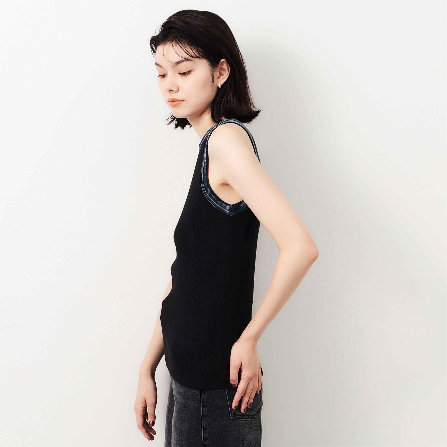 OPAQUE.CLIP「《VERY掲載》ベロア使いリブタンクトップ【洗濯機洗い可】」|キャミソール|