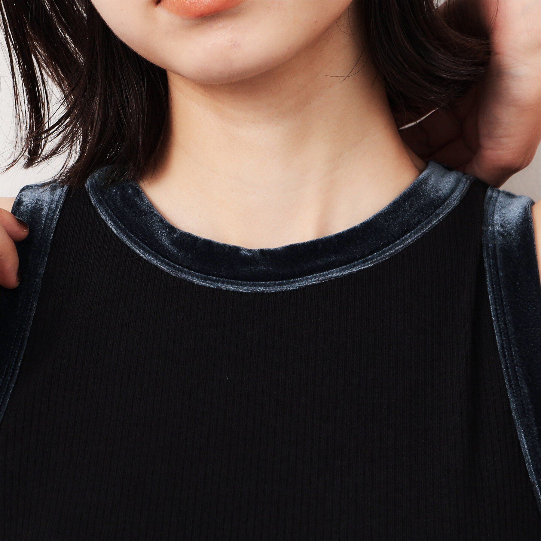 OPAQUE.CLIP「《VERY掲載》ベロア使いリブタンクトップ【洗濯機洗い可】」|キャミソール|