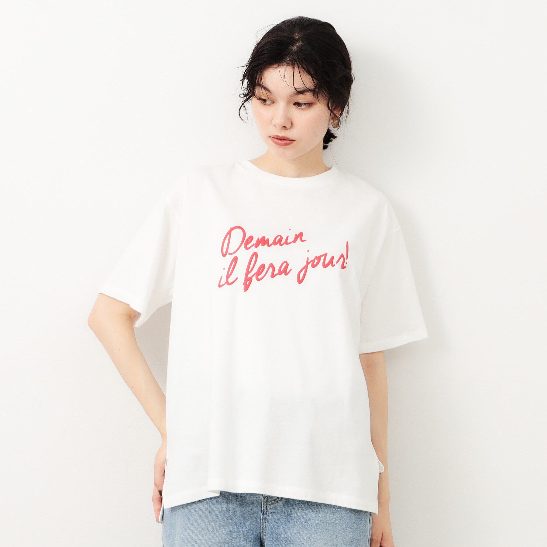 OPAQUE.CLIP「リラクシープリントロゴTシャツ【洗濯機洗い可】」|Tシャツ・カットソー|