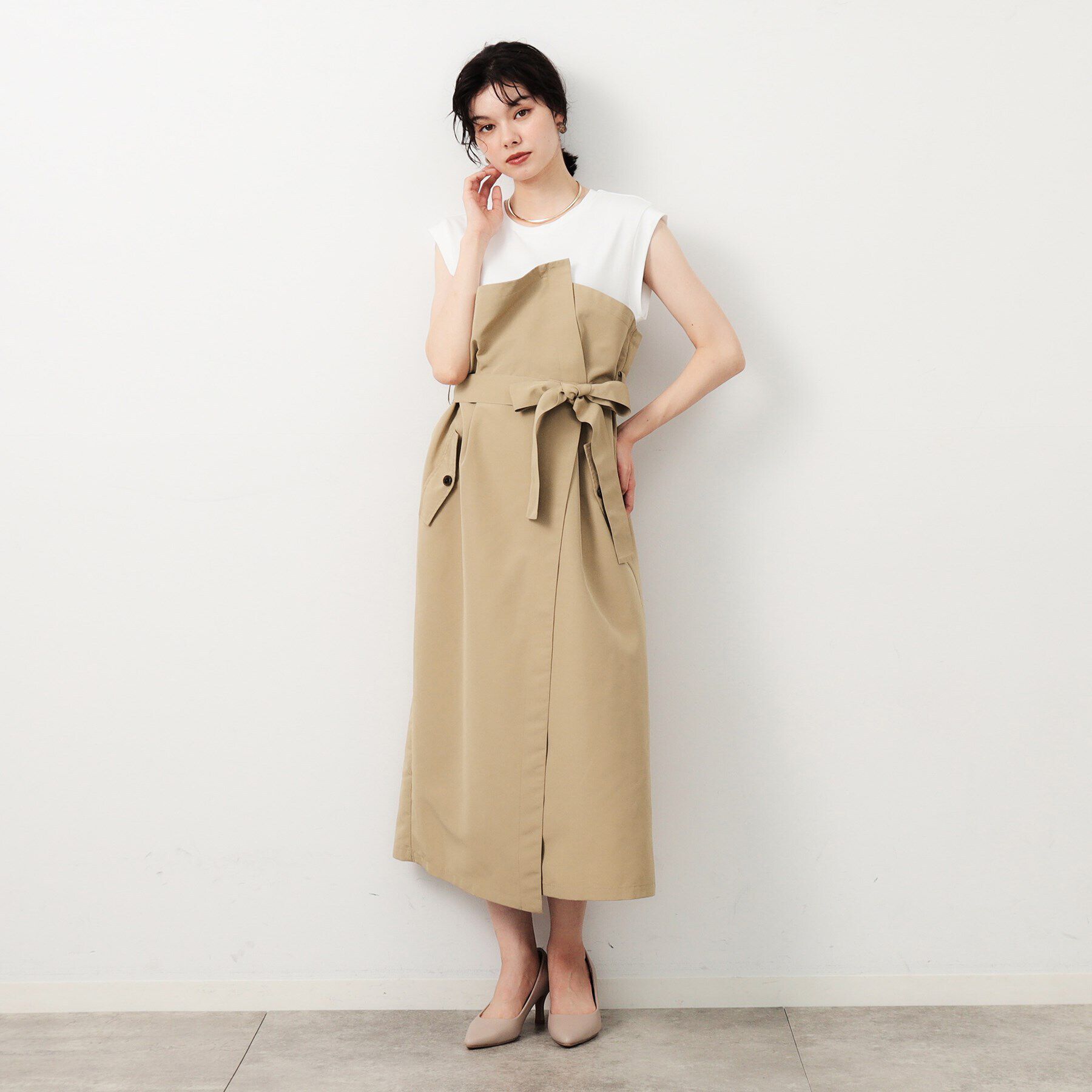 OPAQUE.CLIP「ベアトレンチ風ドッキングワンピース【洗濯機洗い可】」|ワンピース|