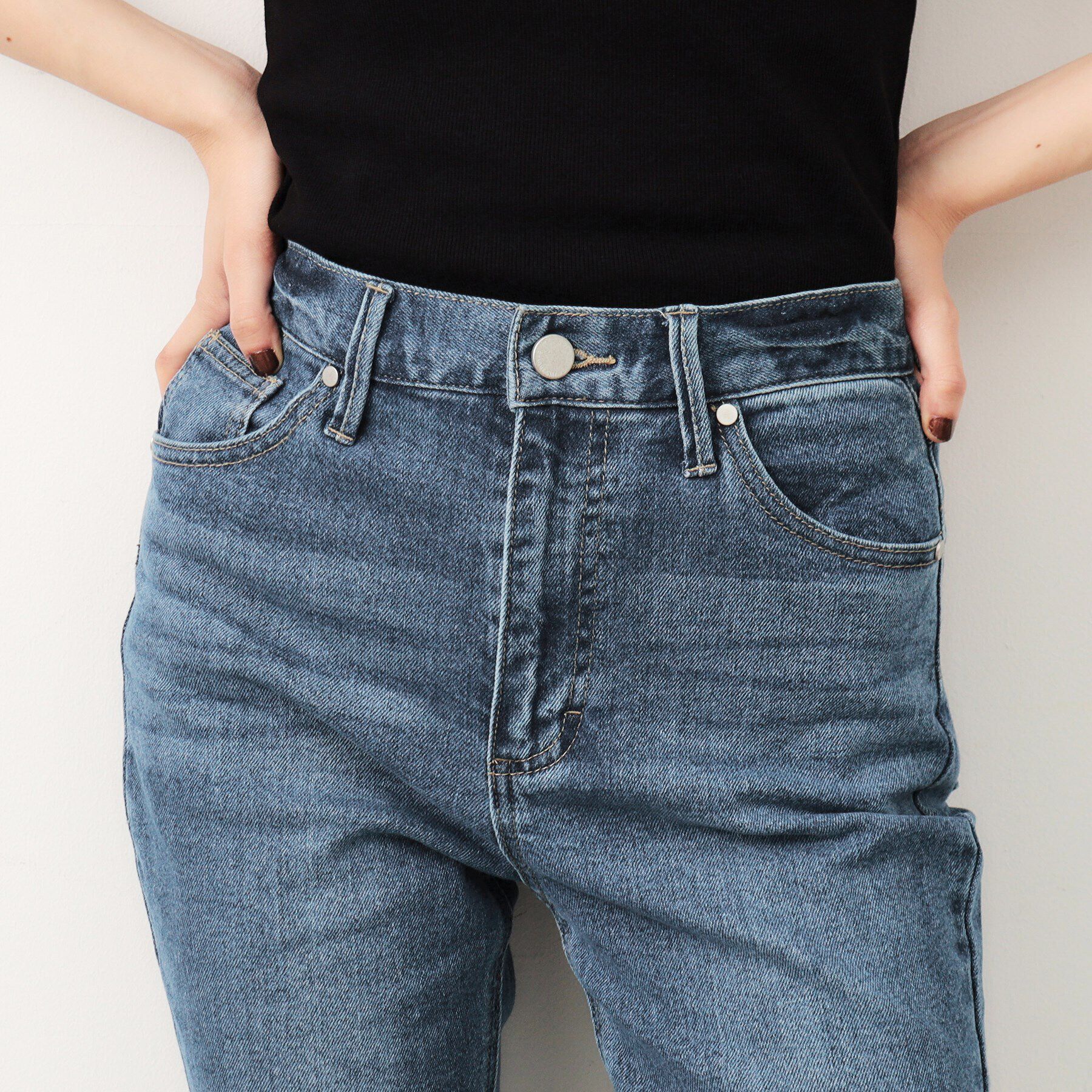 OPAQUE.CLIP「ストレッチセミフレアデニム／オーガニックコットン混【洗濯機洗い可】」|デニム|