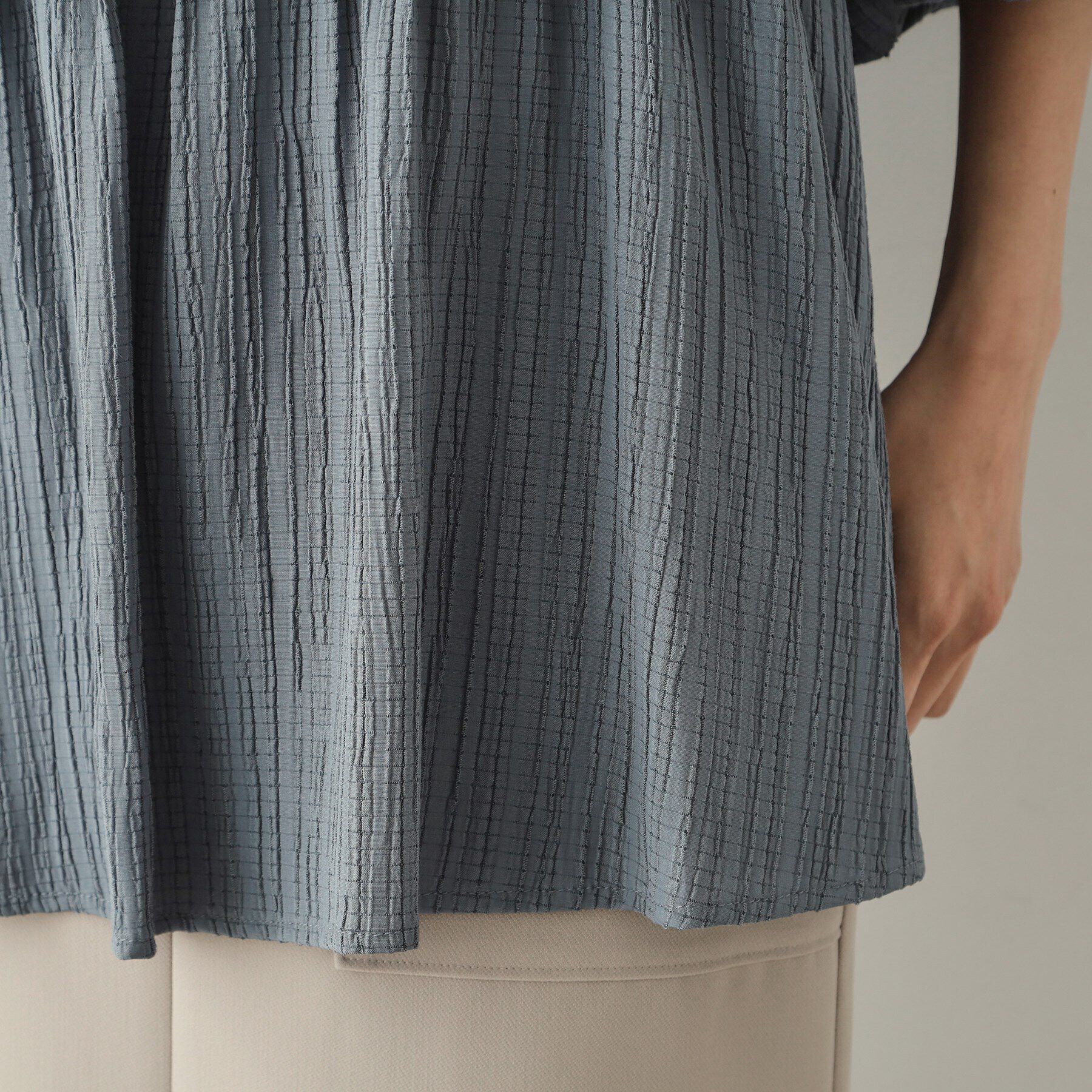 OPAQUE.CLIP「ジャカードペプラムブラウス【洗濯機洗い可】」|シャツ・ブラウス|