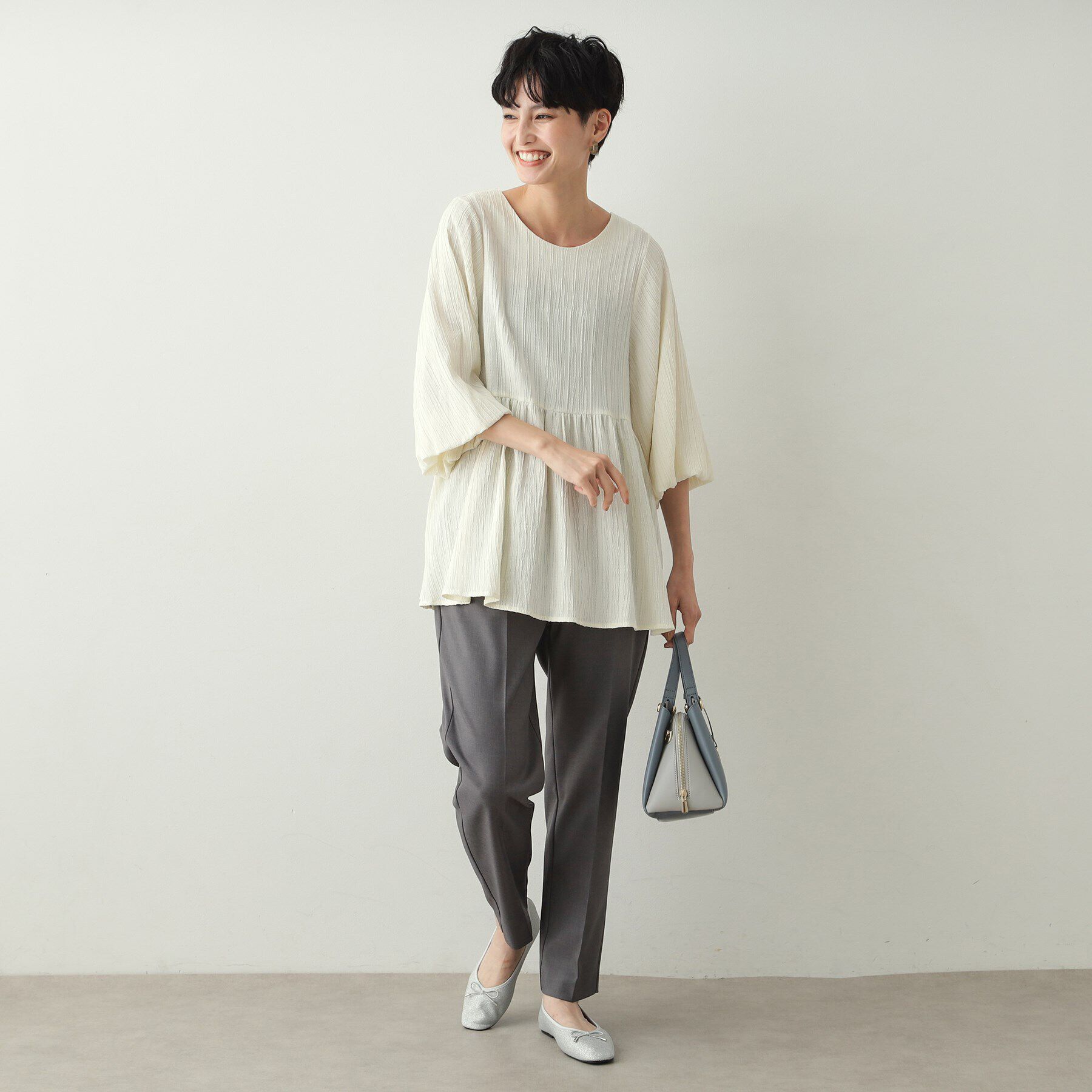 OPAQUE.CLIP「ジャカードペプラムブラウス【洗濯機洗い可】」|シャツ・ブラウス|